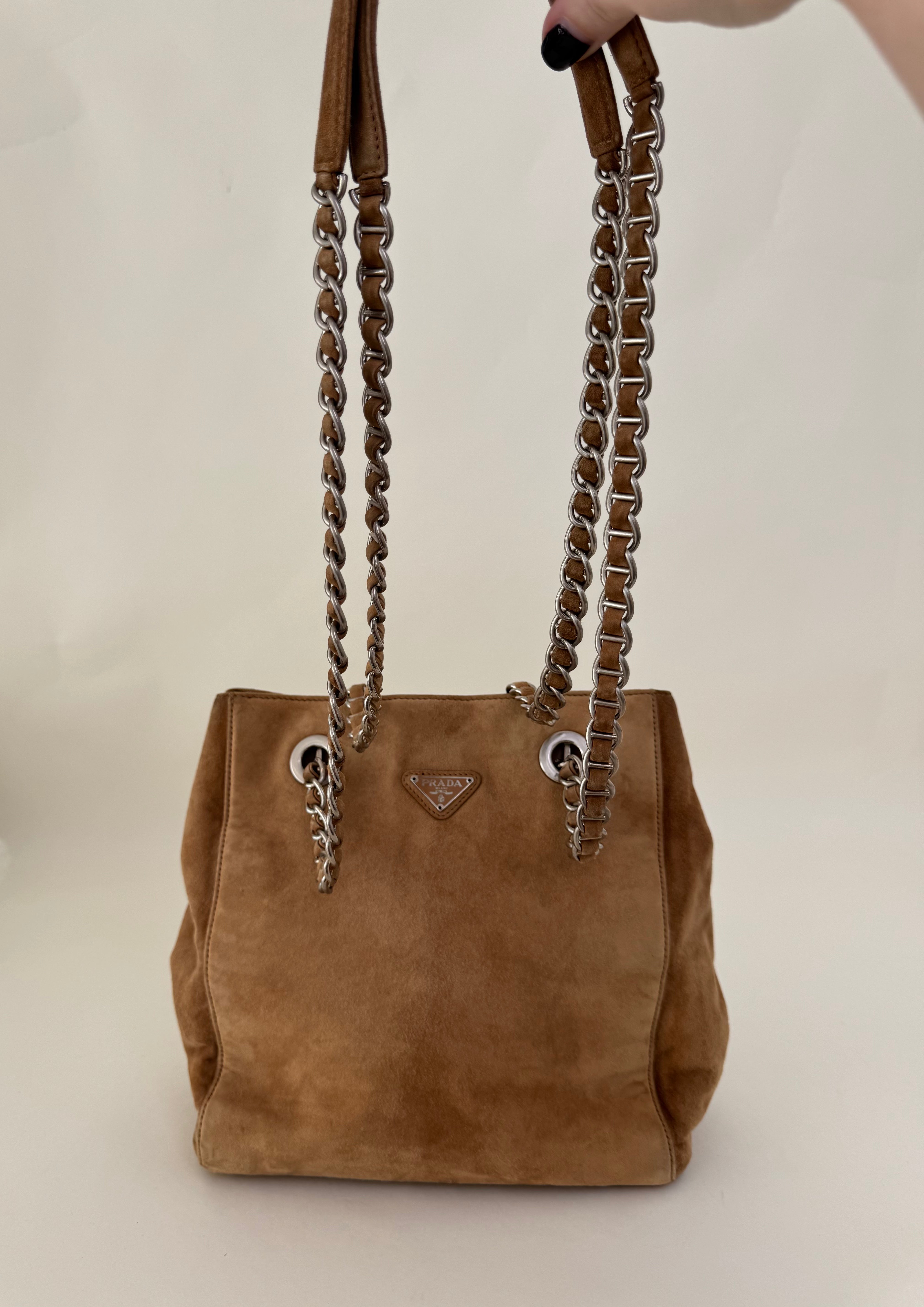 Prada Brown Suede Shoulder Bag Prada Brown Suede Shoulder Bag