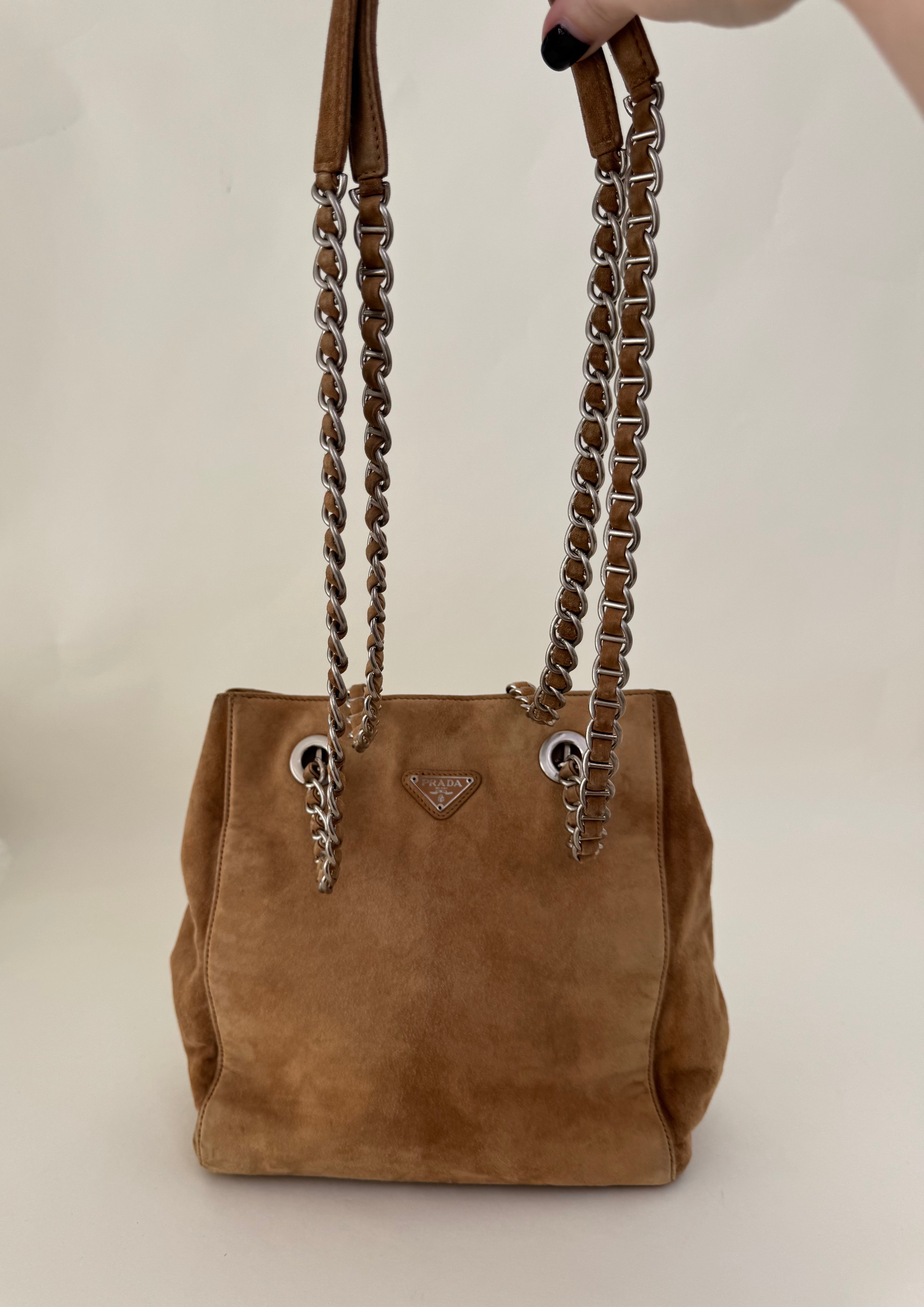 Prada Brown Suede Shoulder Bag