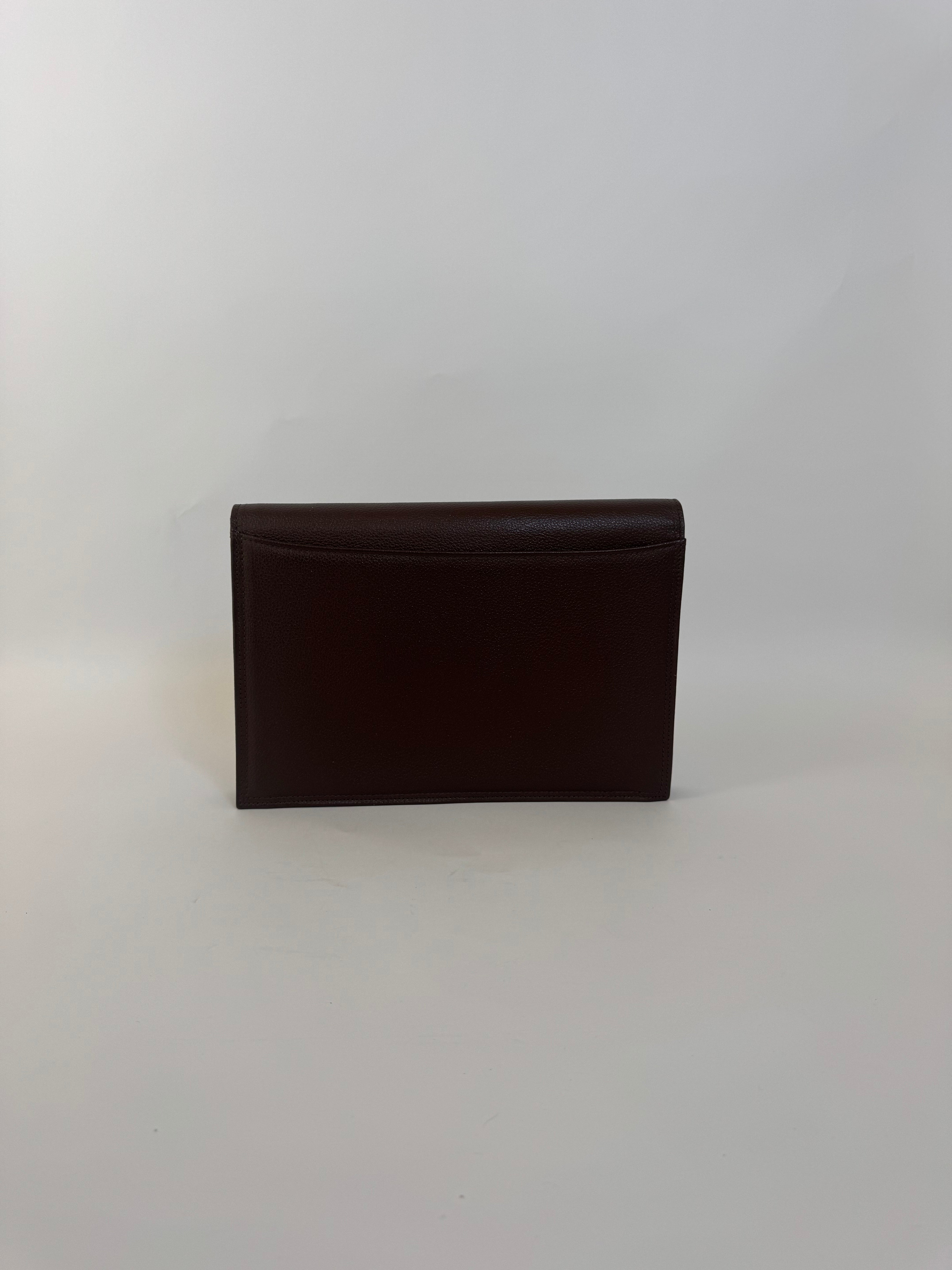 YSL Vintage Brown Leather Clutch