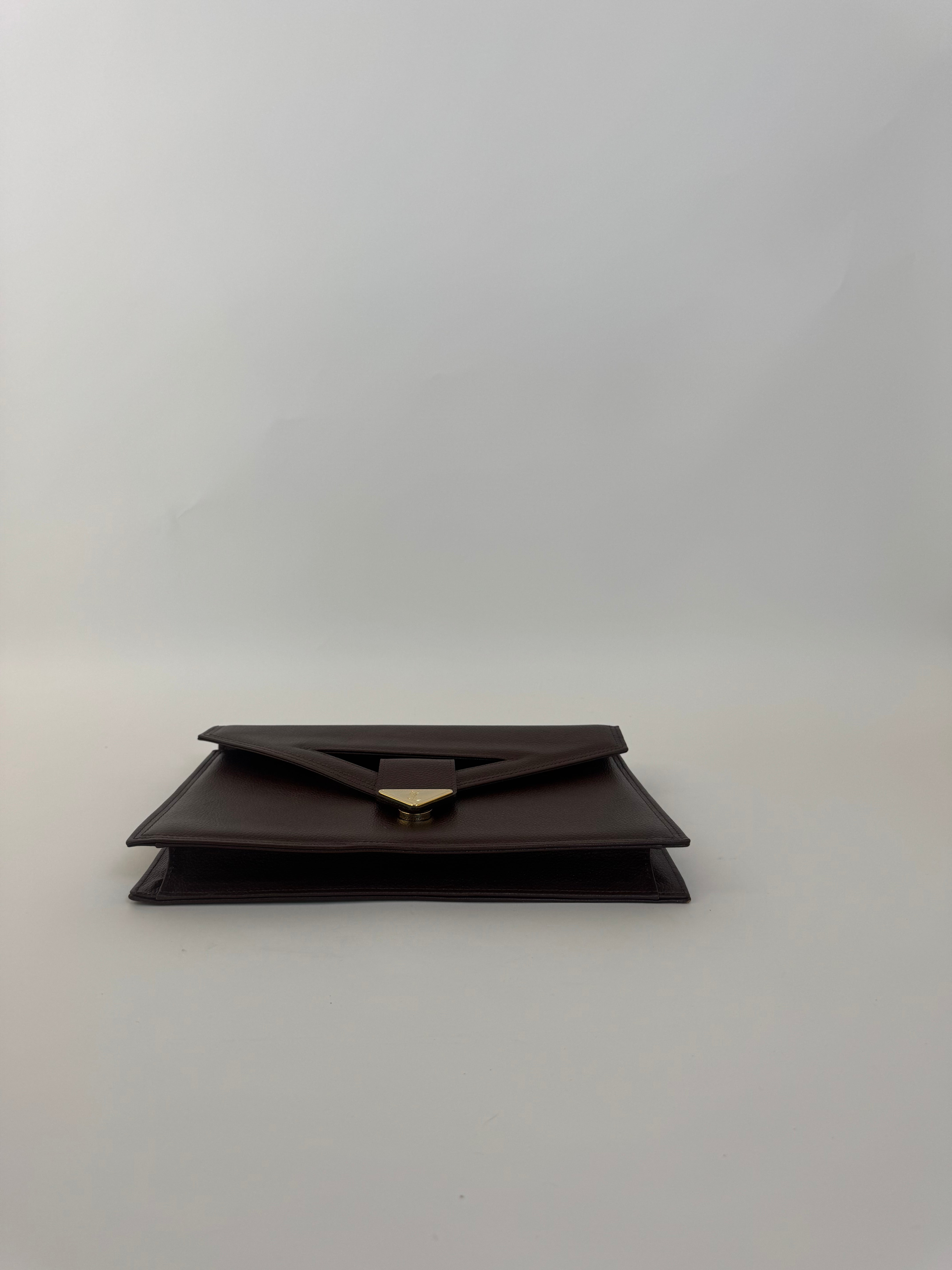 YSL Vintage Brown Leather Clutch