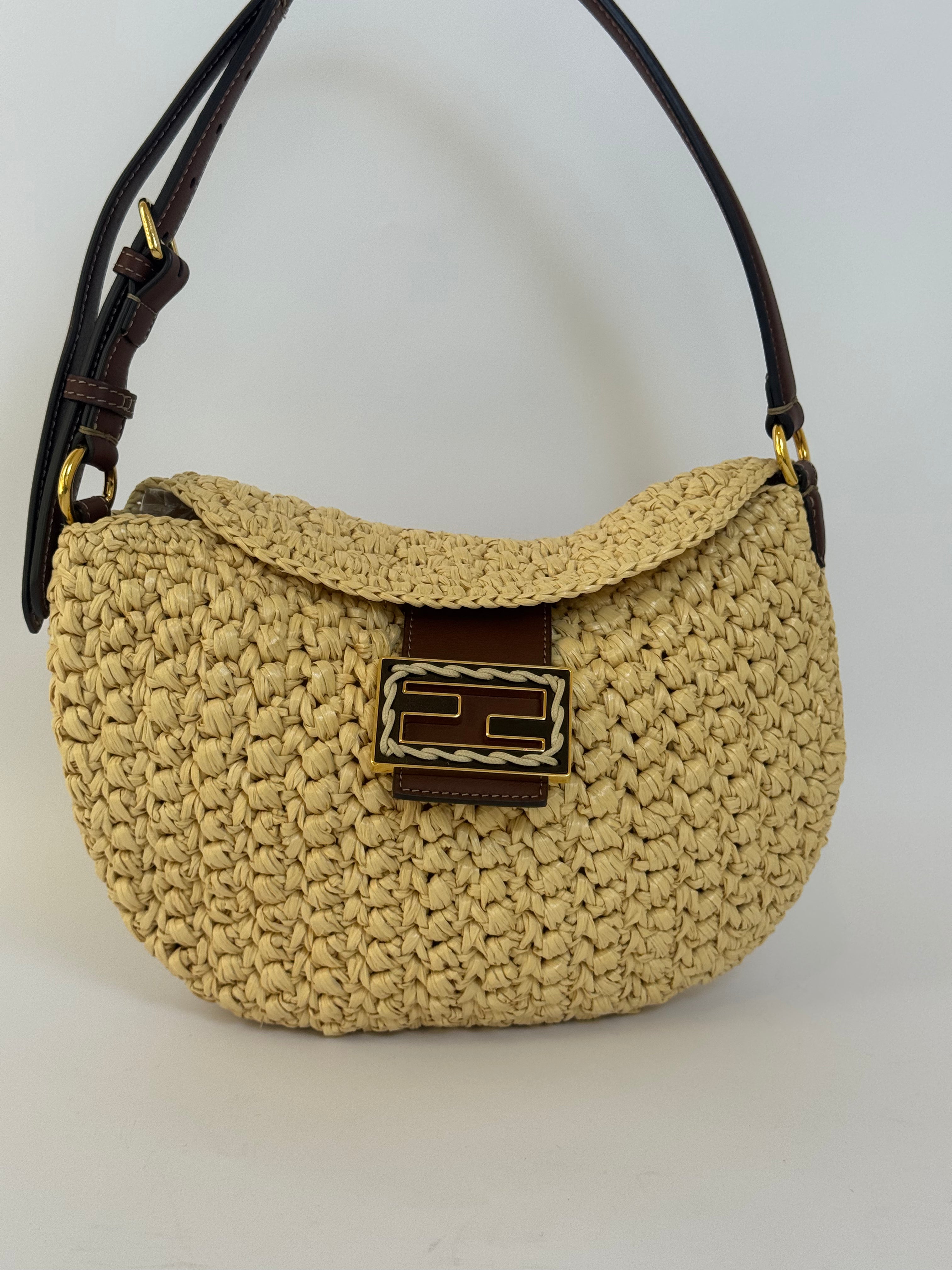 Fendi Raffia Mama Baguette Handbag