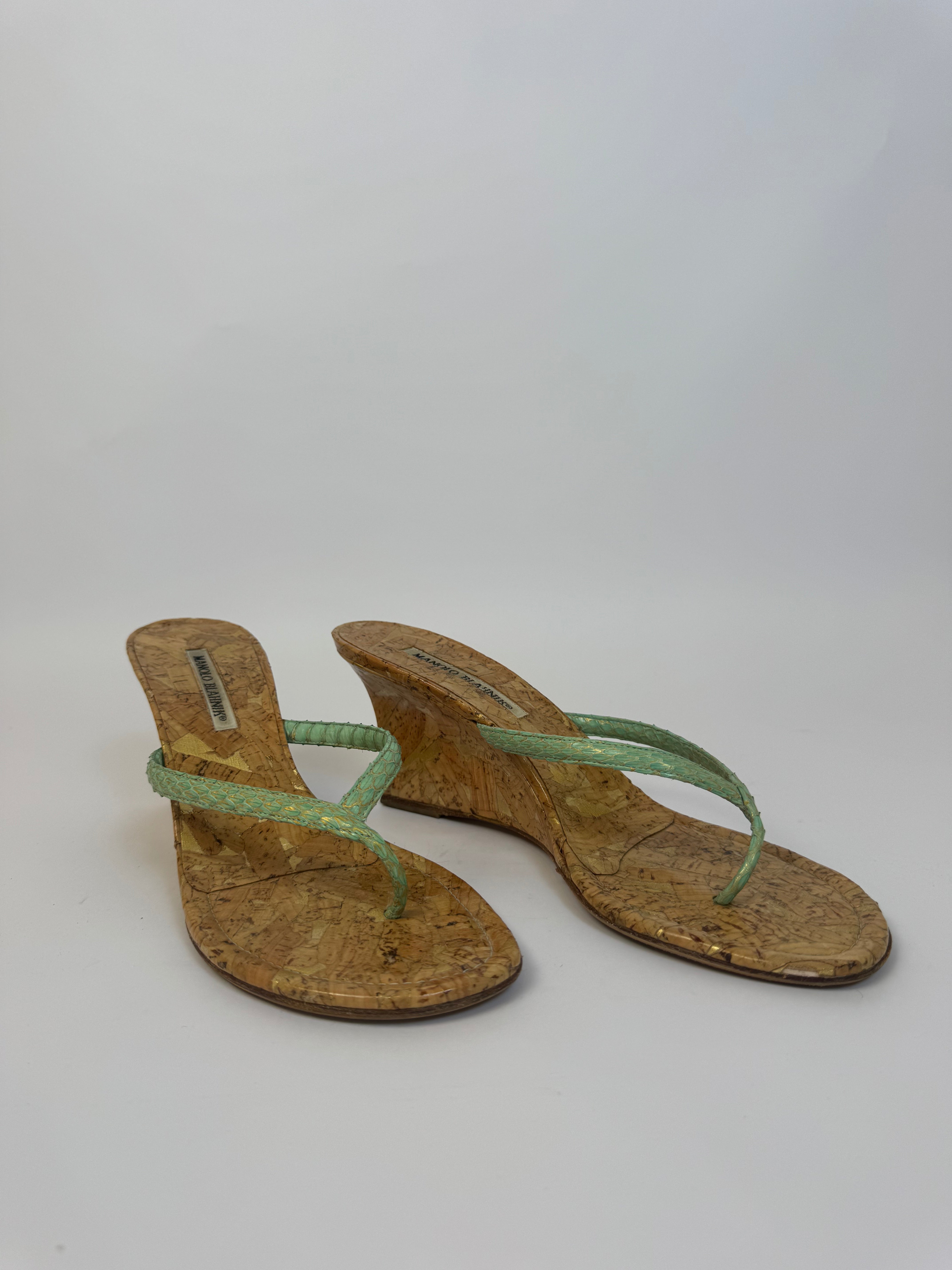 Manolo Blahnik Cork Wedges 39.5