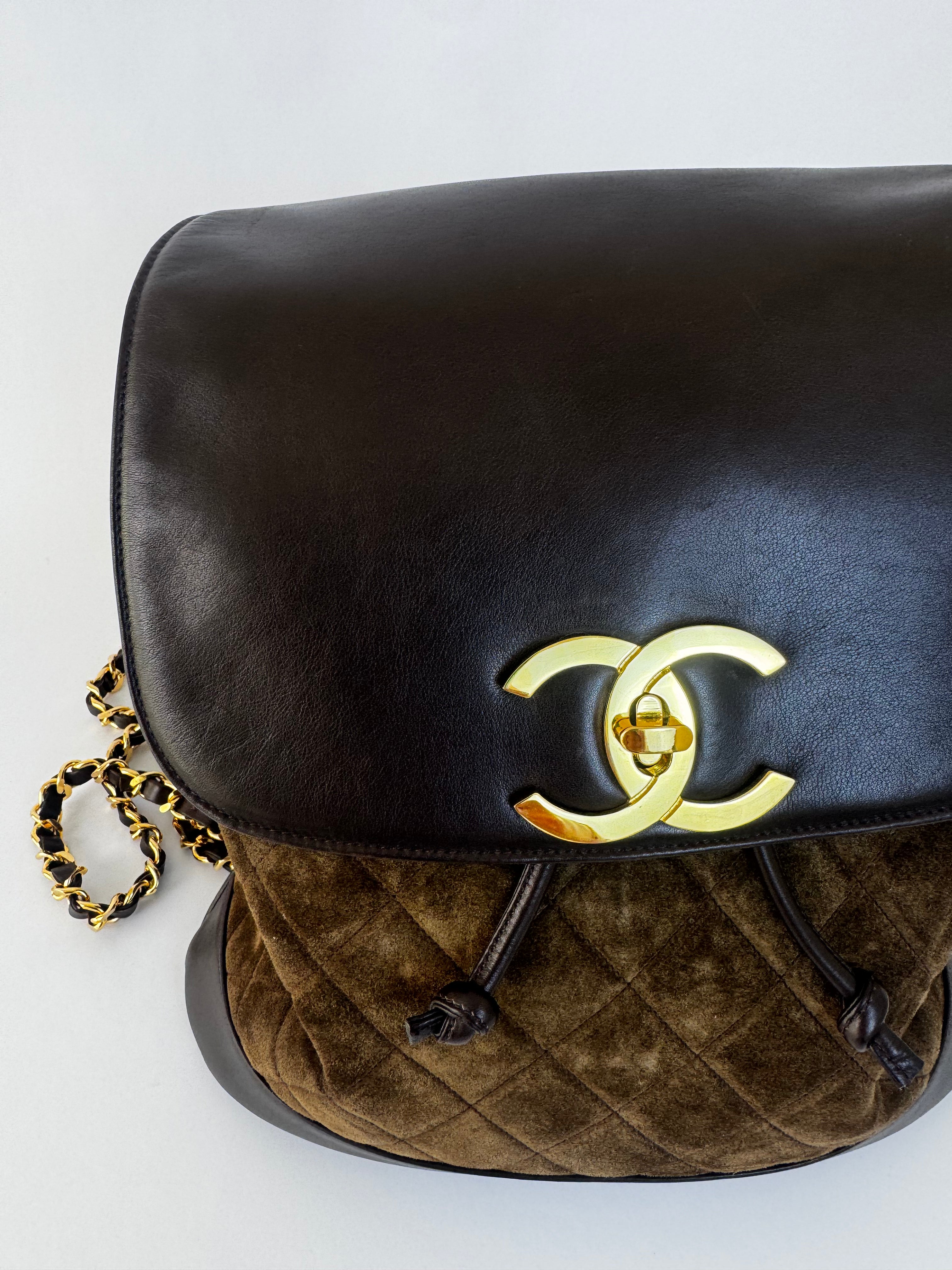 Chanel Vintage Brown Suede Backpack