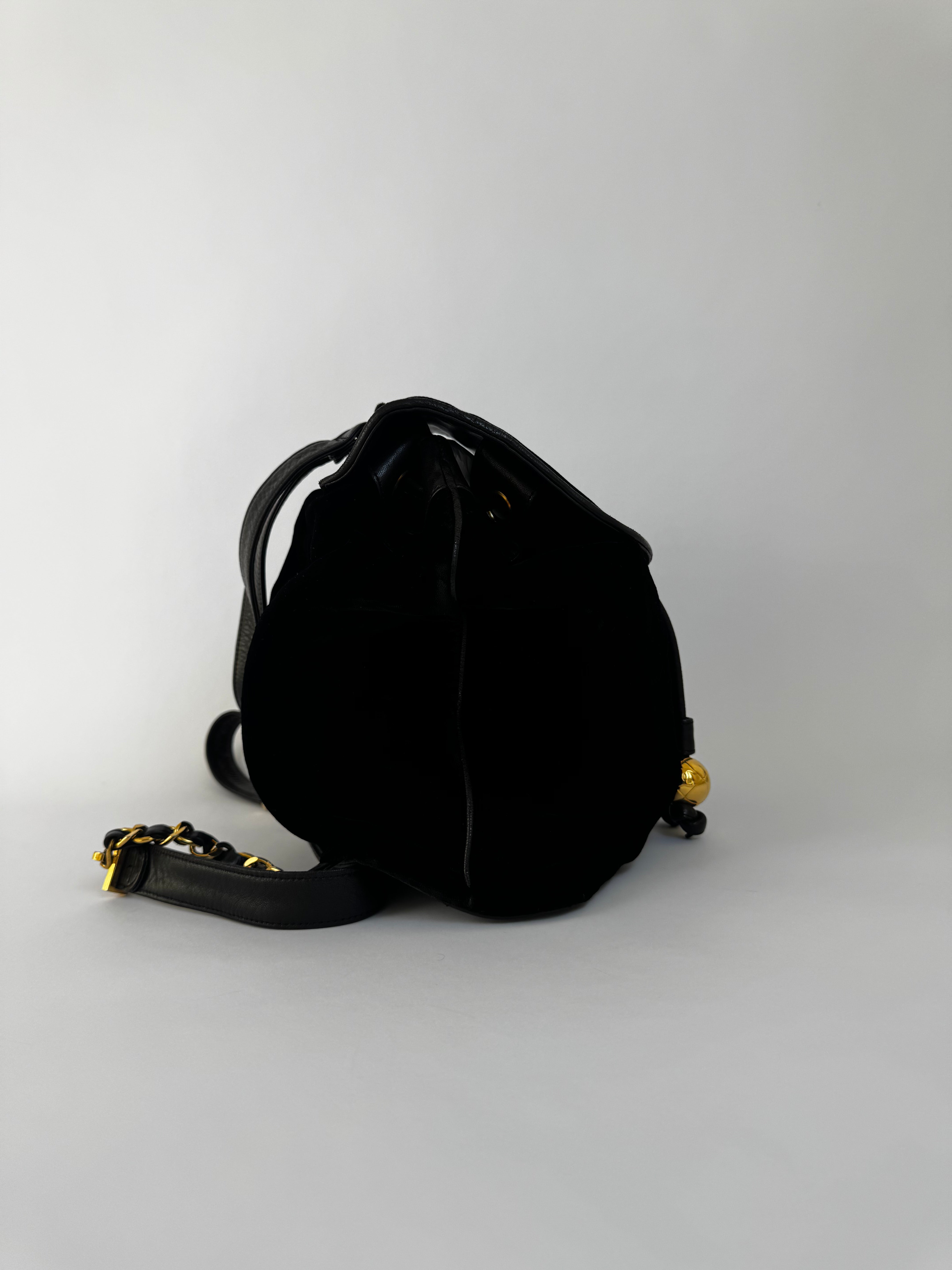 Chanel Vintage Black Velvet Backpack