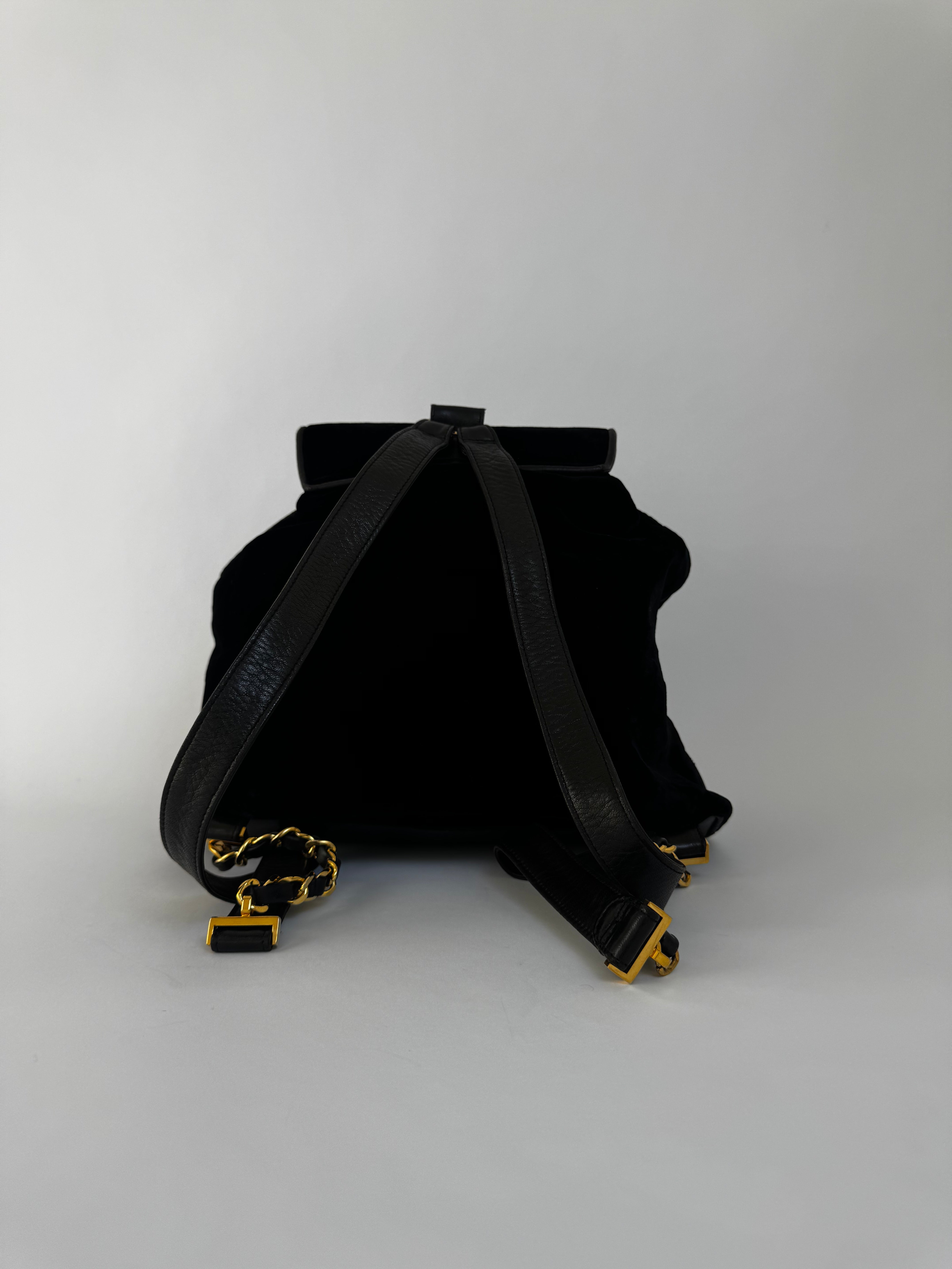 Chanel Vintage Black Velvet Backpack