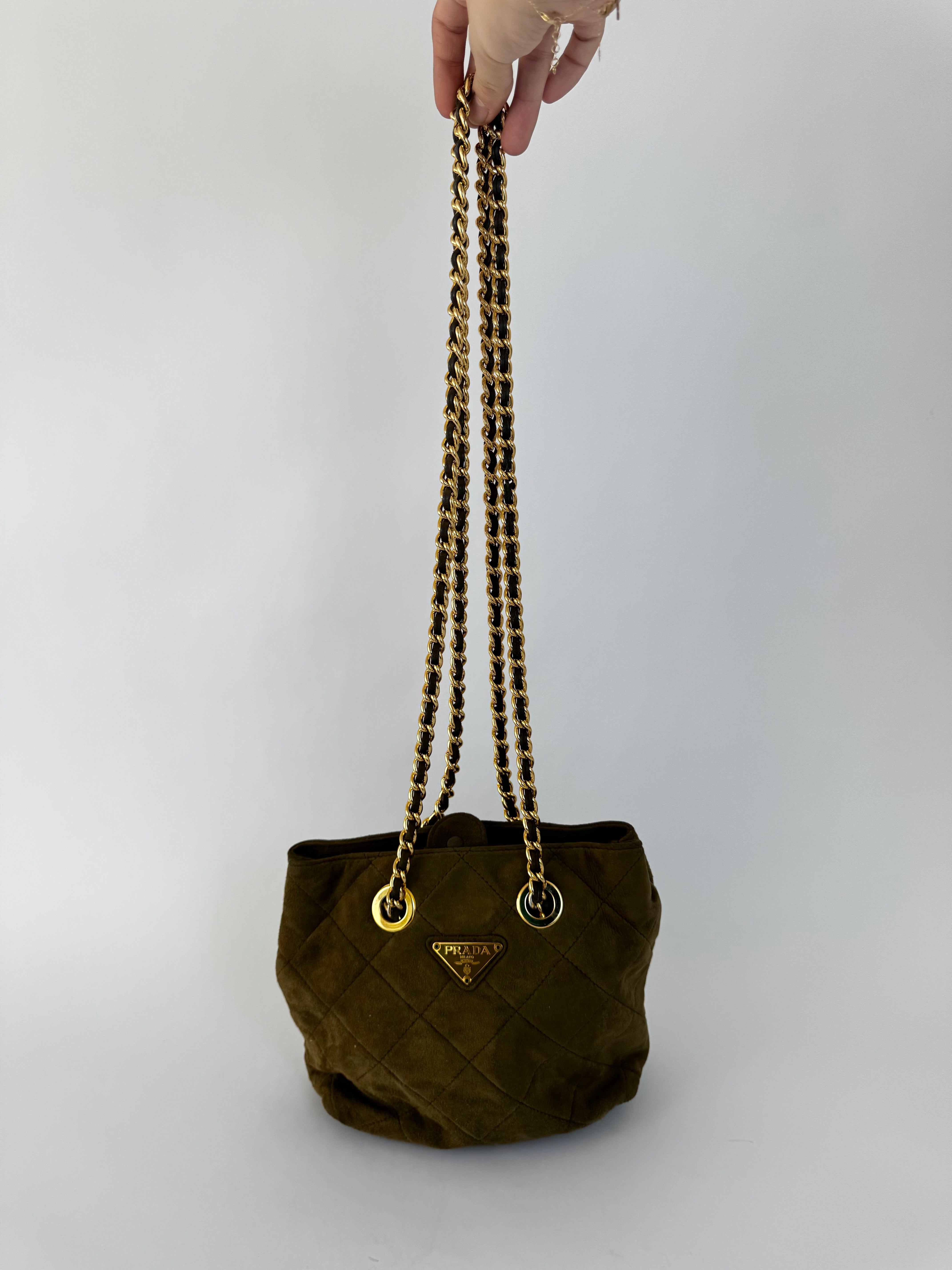 Prada Vintage Suede Shoulder Bag