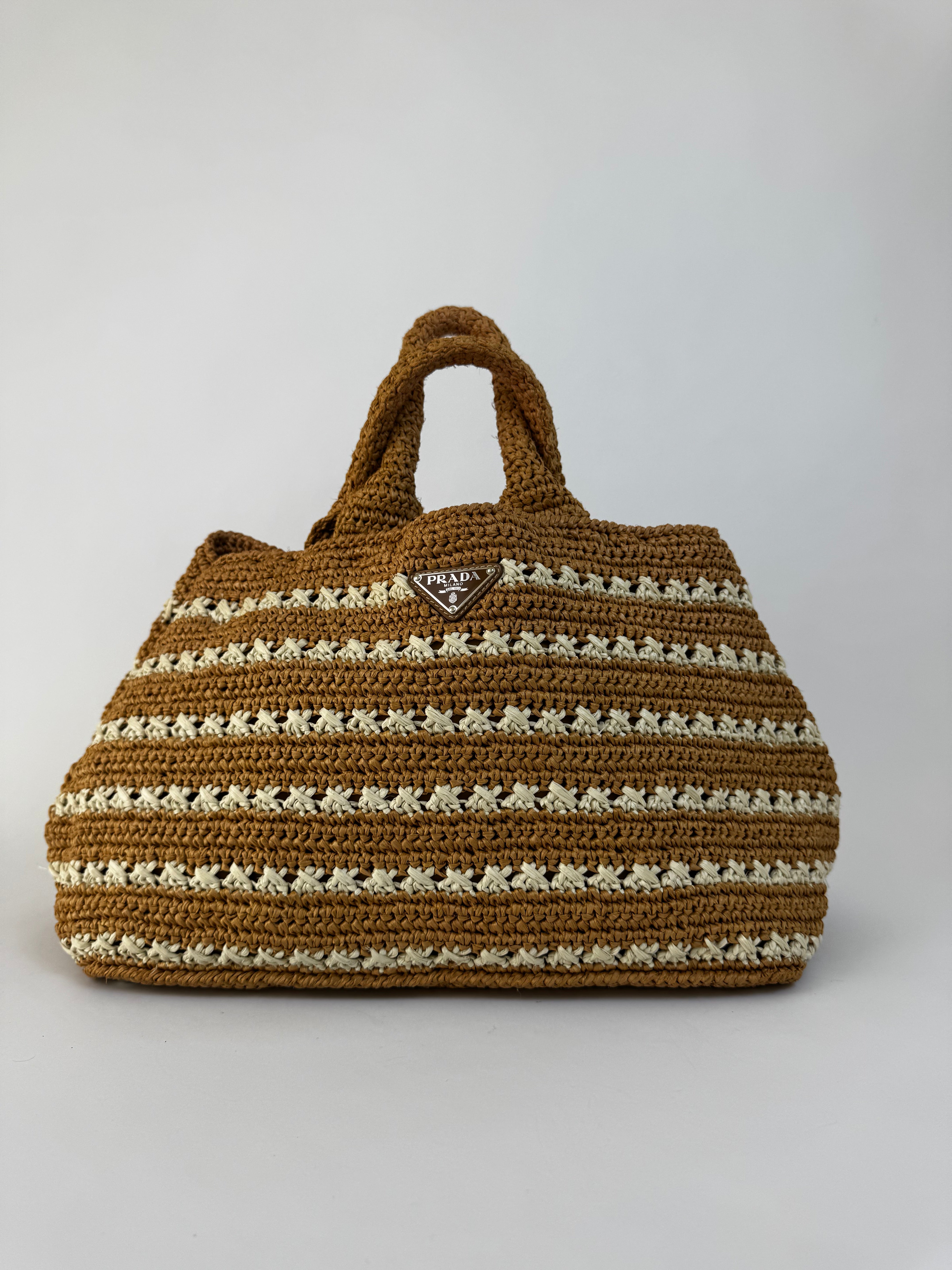 Prada Raffia Crochet Tote