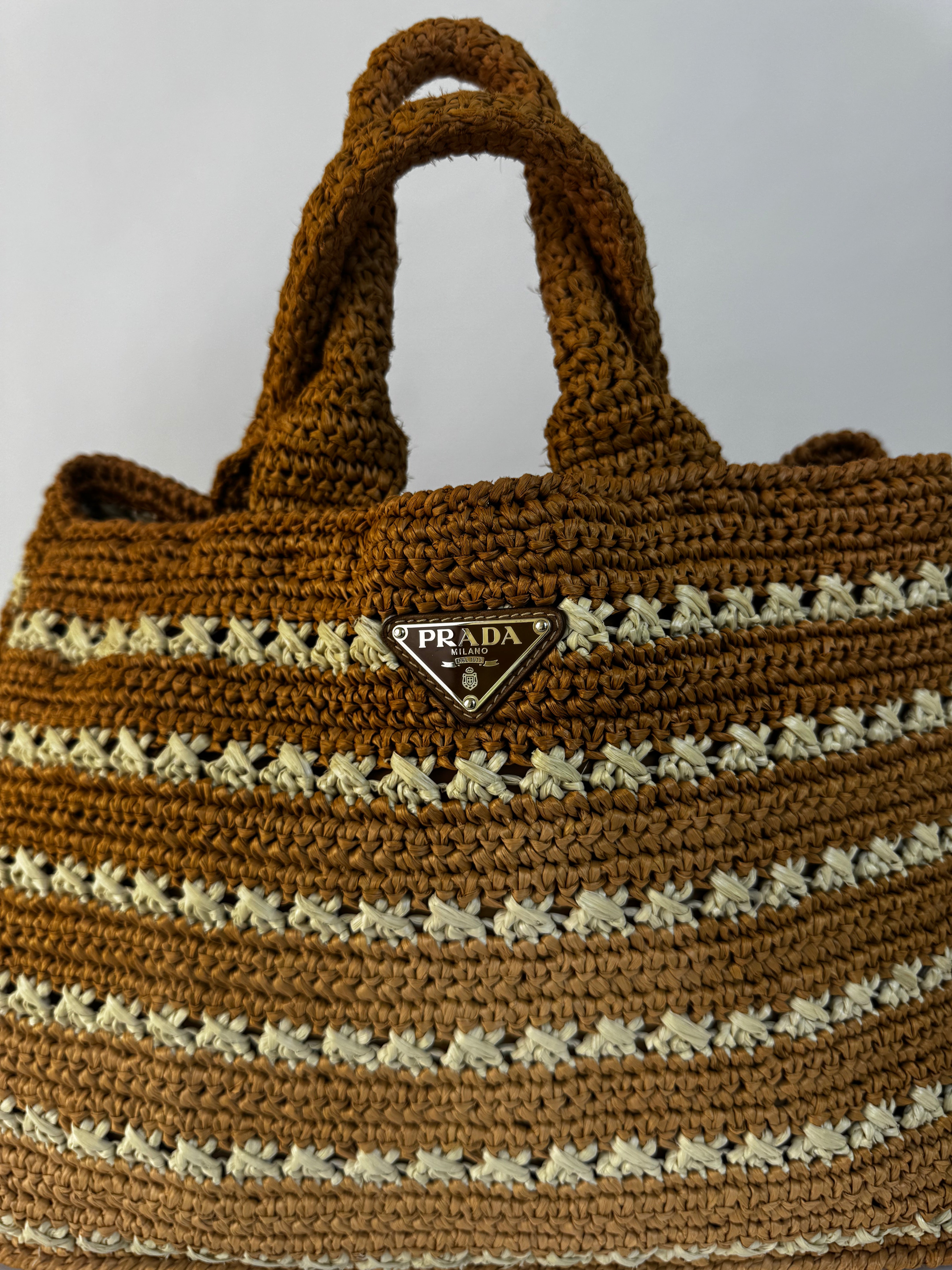 Prada Raffia Crochet Tote