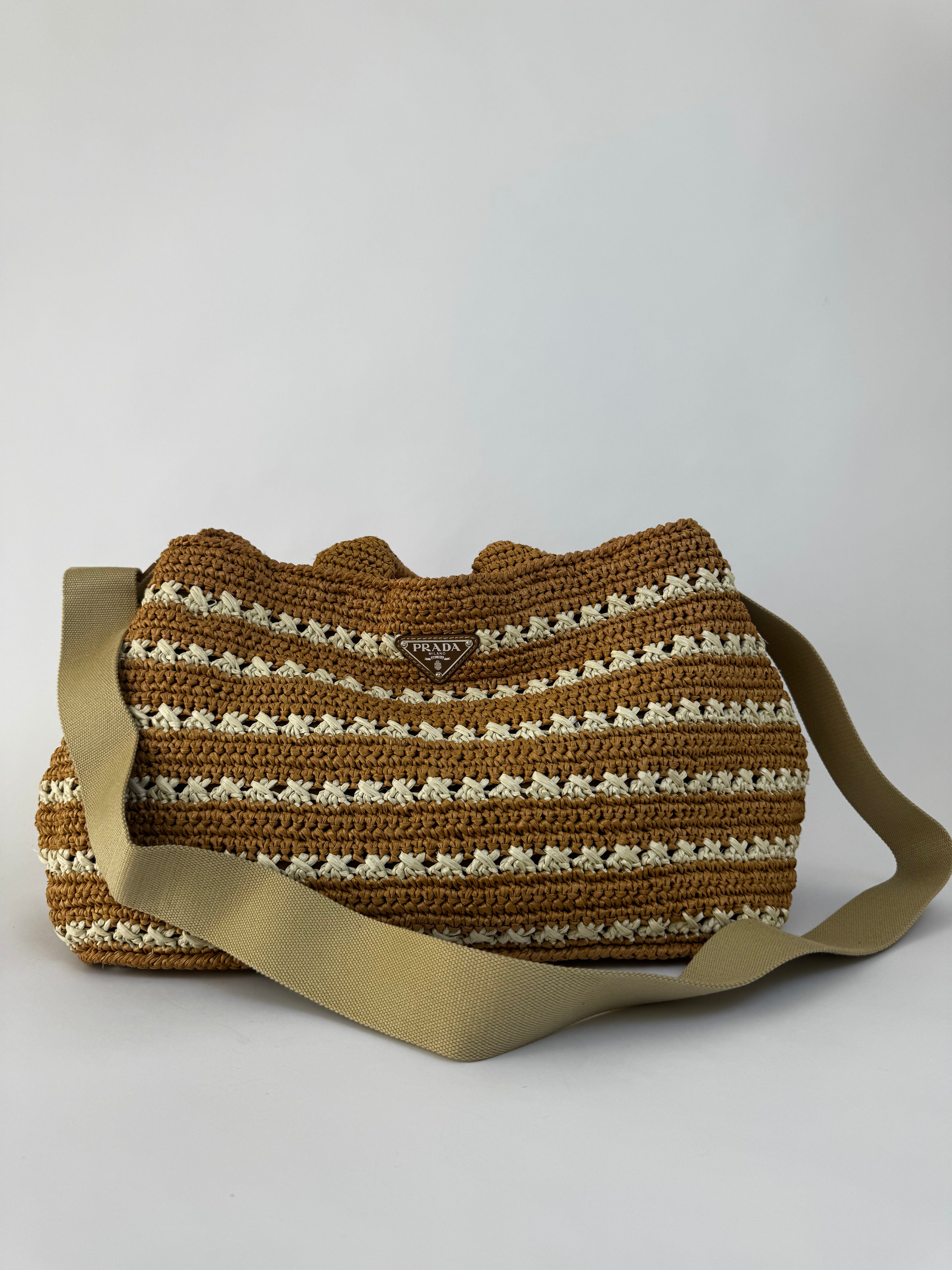 Prada Raffia Crochet Tote