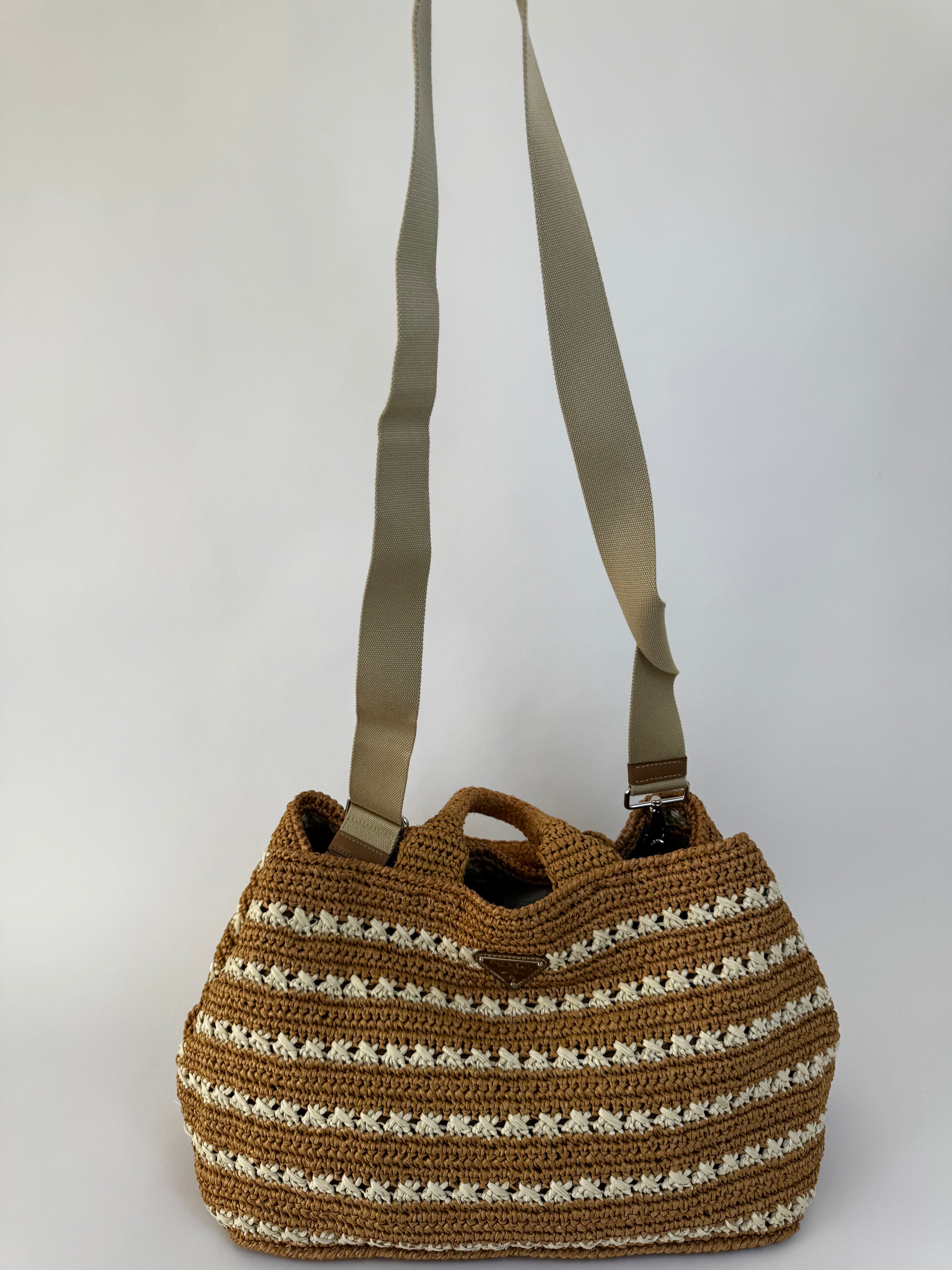 Prada Raffia Crochet Tote