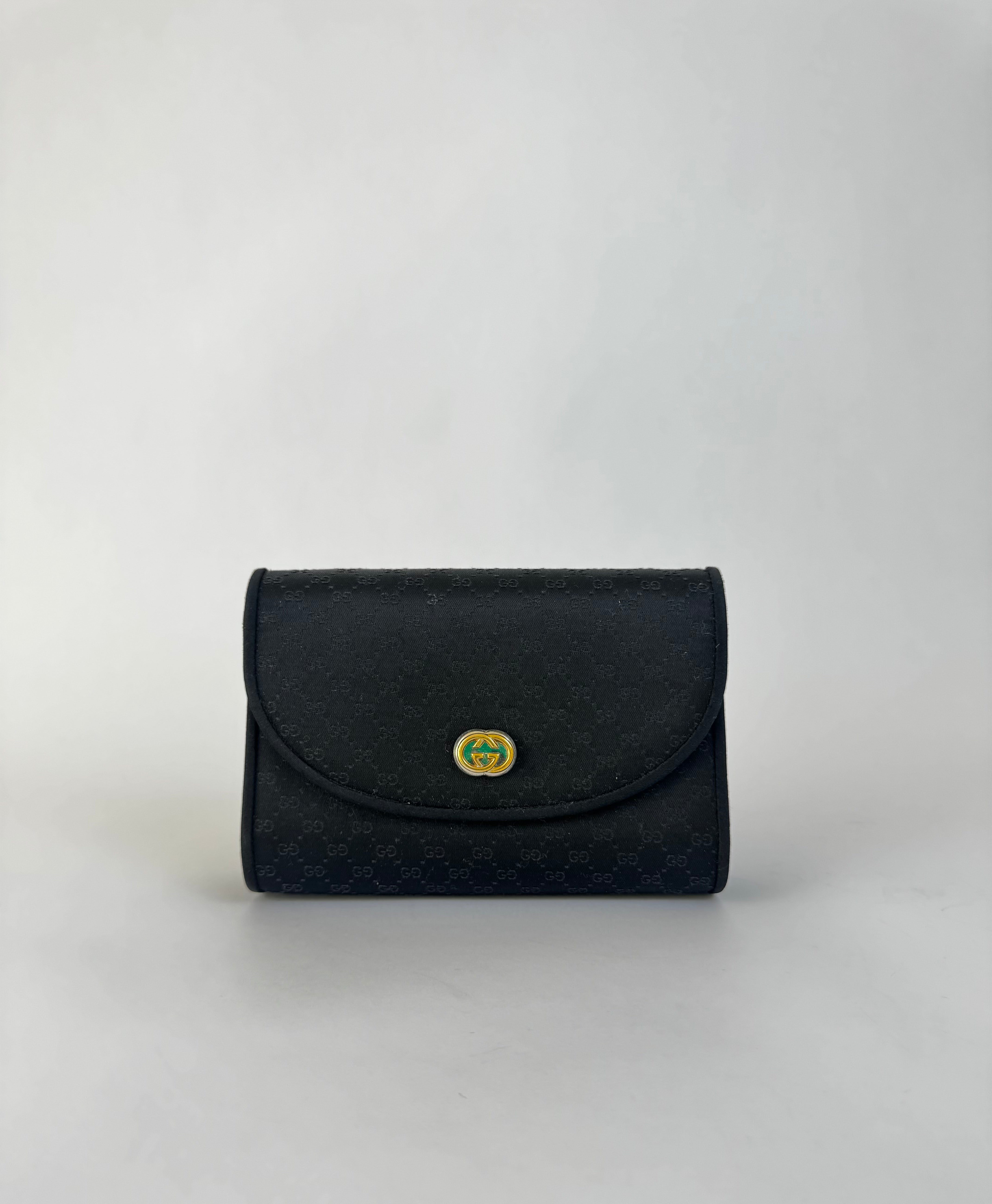 Gucci Vintage Black Satin Clutch