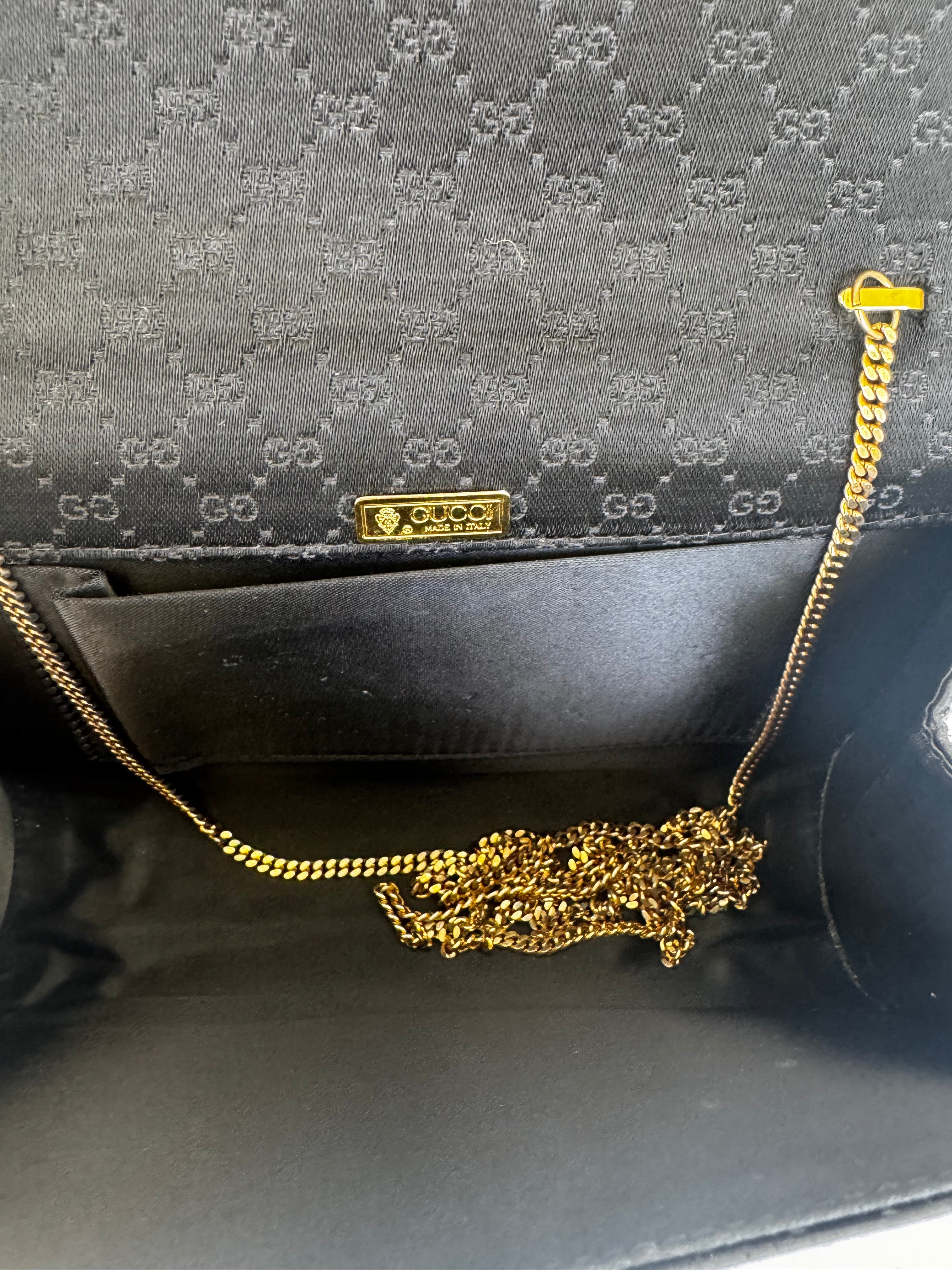 Gucci Vintage Black Satin Clutch