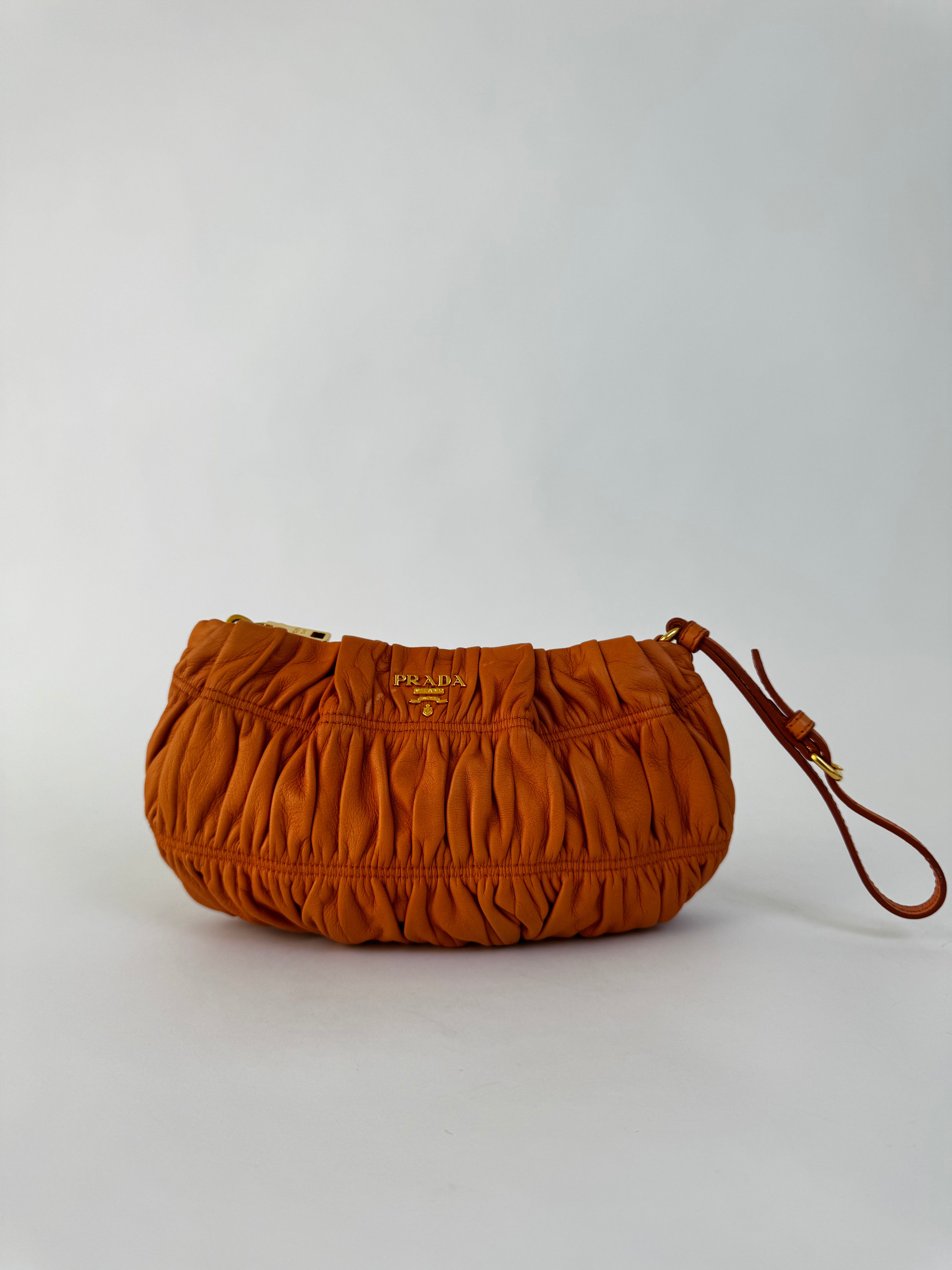 Prada Ruched Leather Pochette