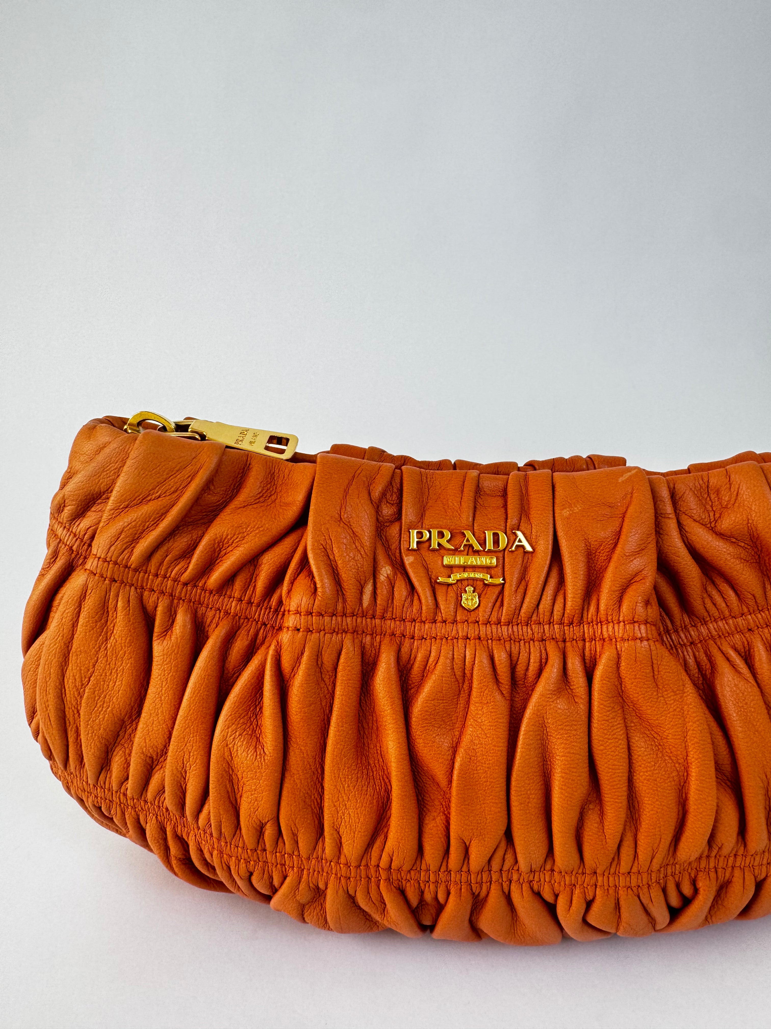 Prada Ruched Leather Pochette