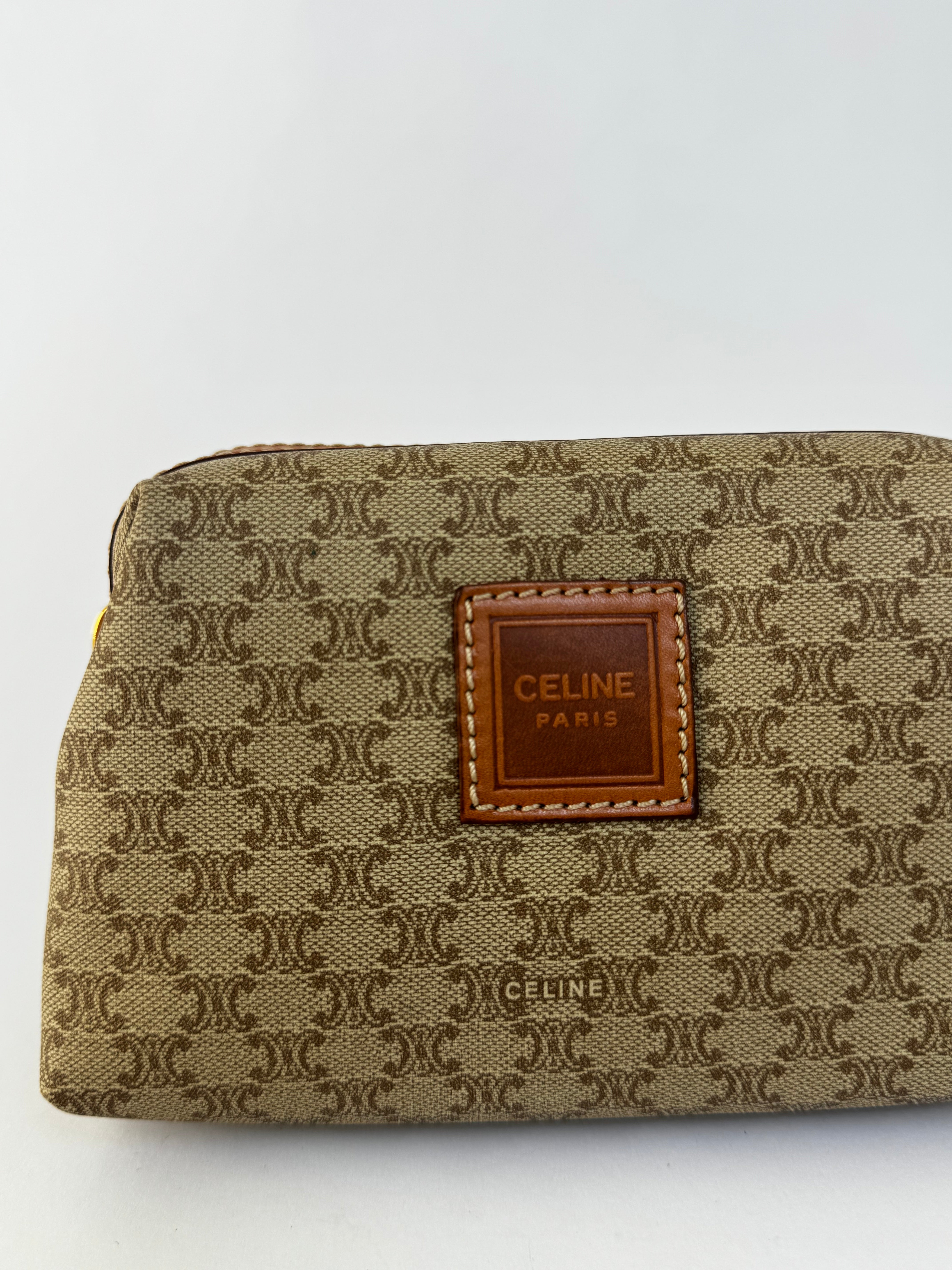 Celine Vintage Macadam Leather Pouch Small