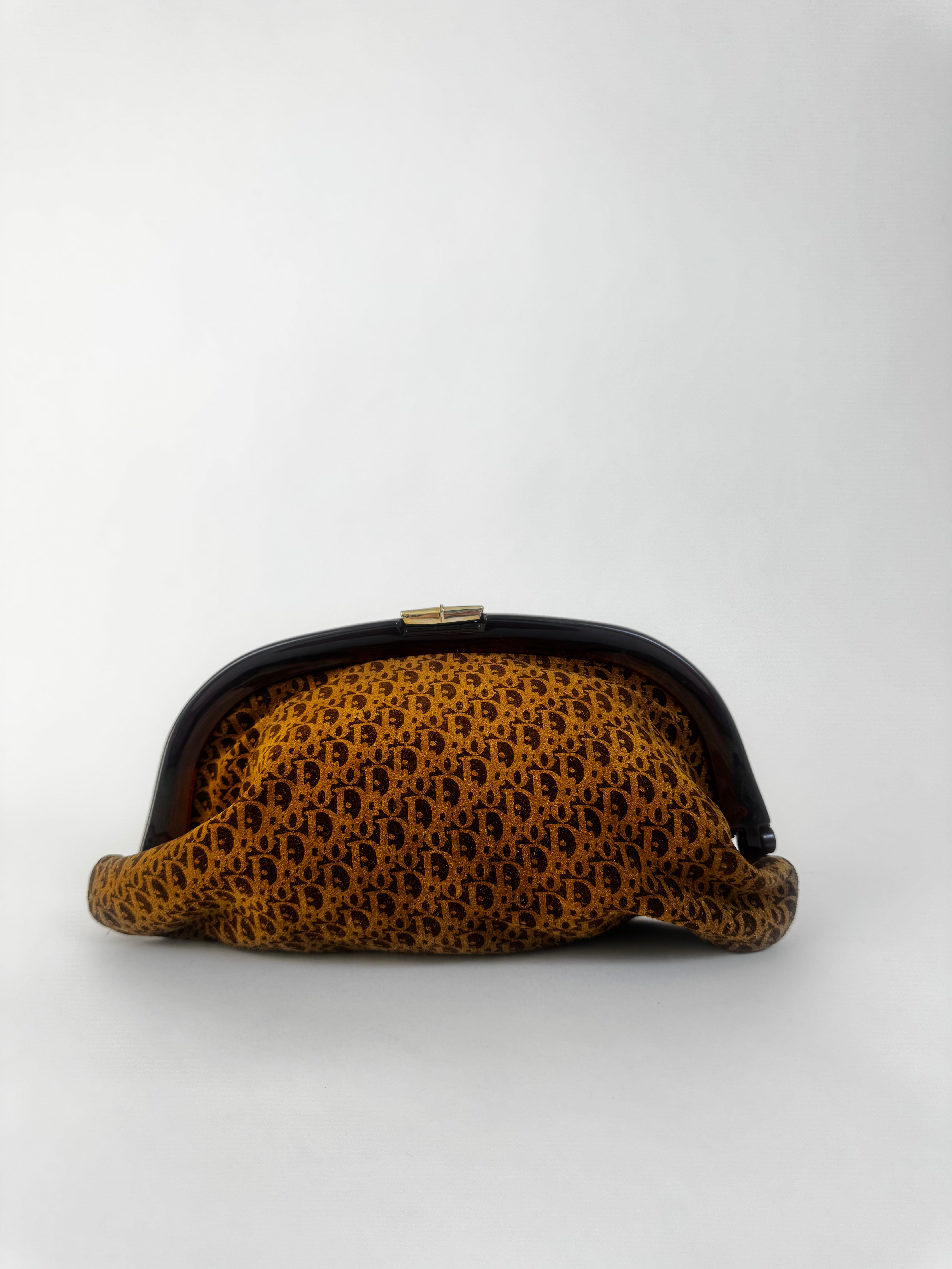 Dior Brown Monogram Frame Clutch