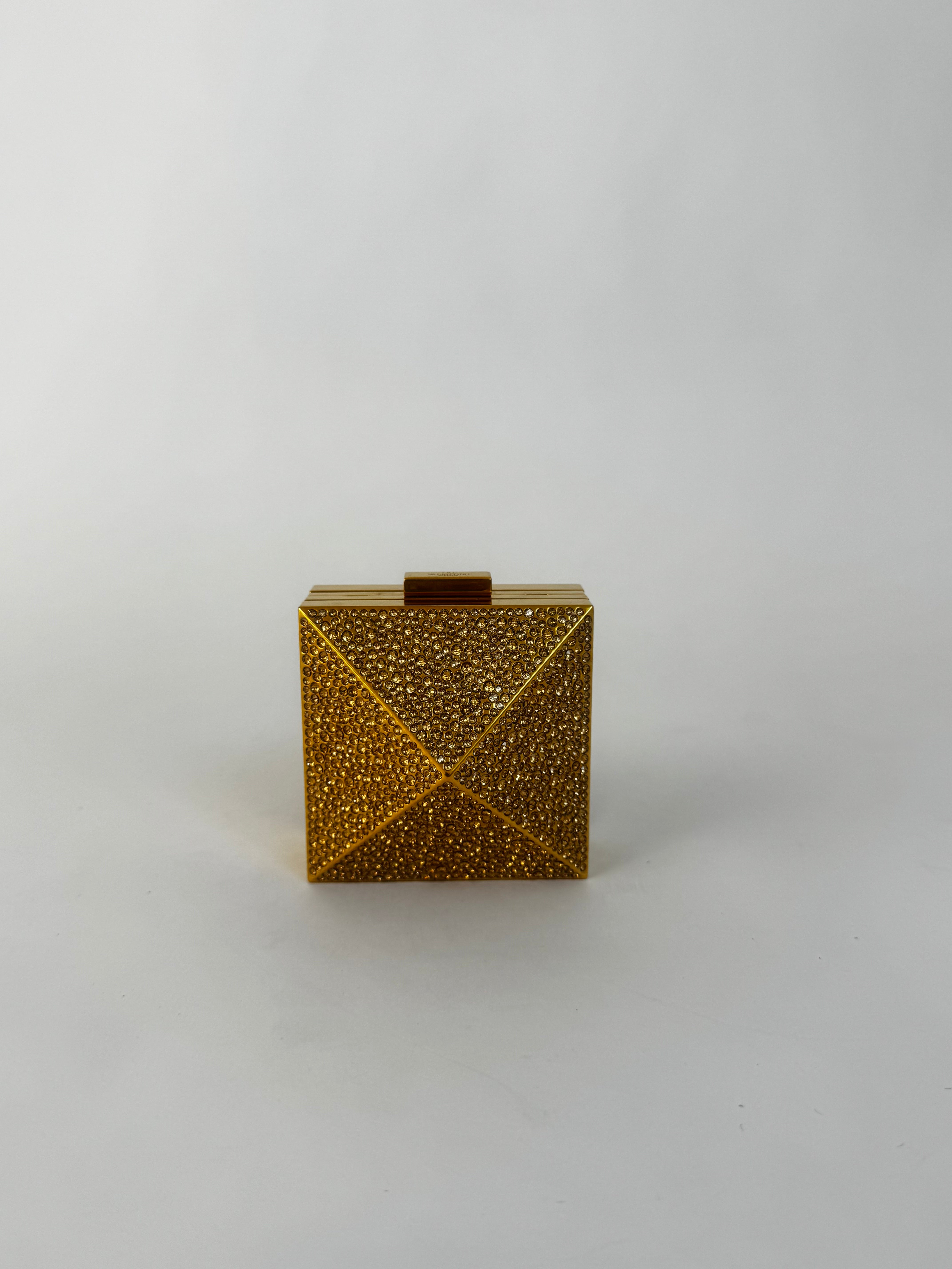 Valentino Gold Minaudière Box Clutch Rare