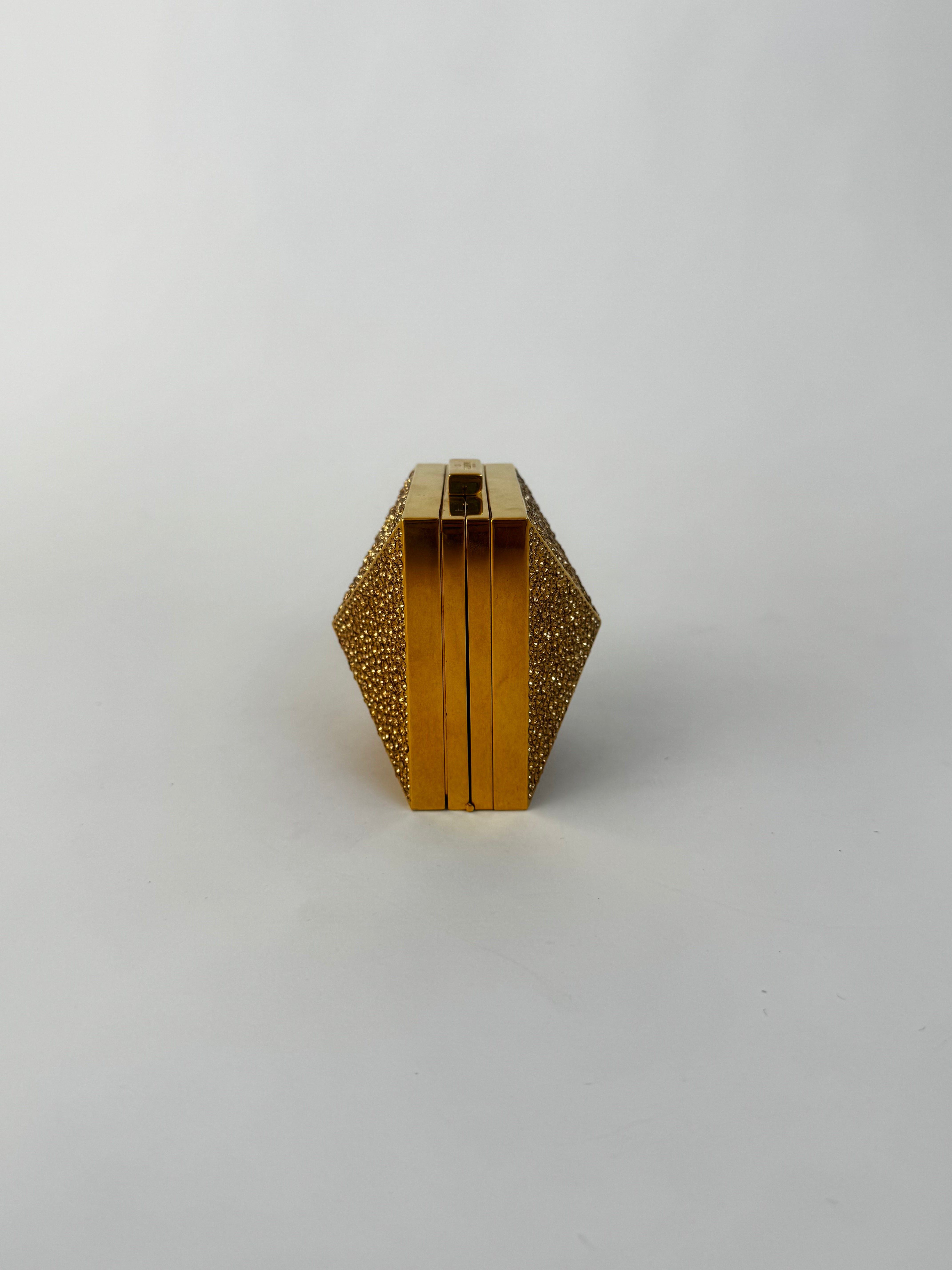 Valentino Gold Minaudière Box Clutch Rare