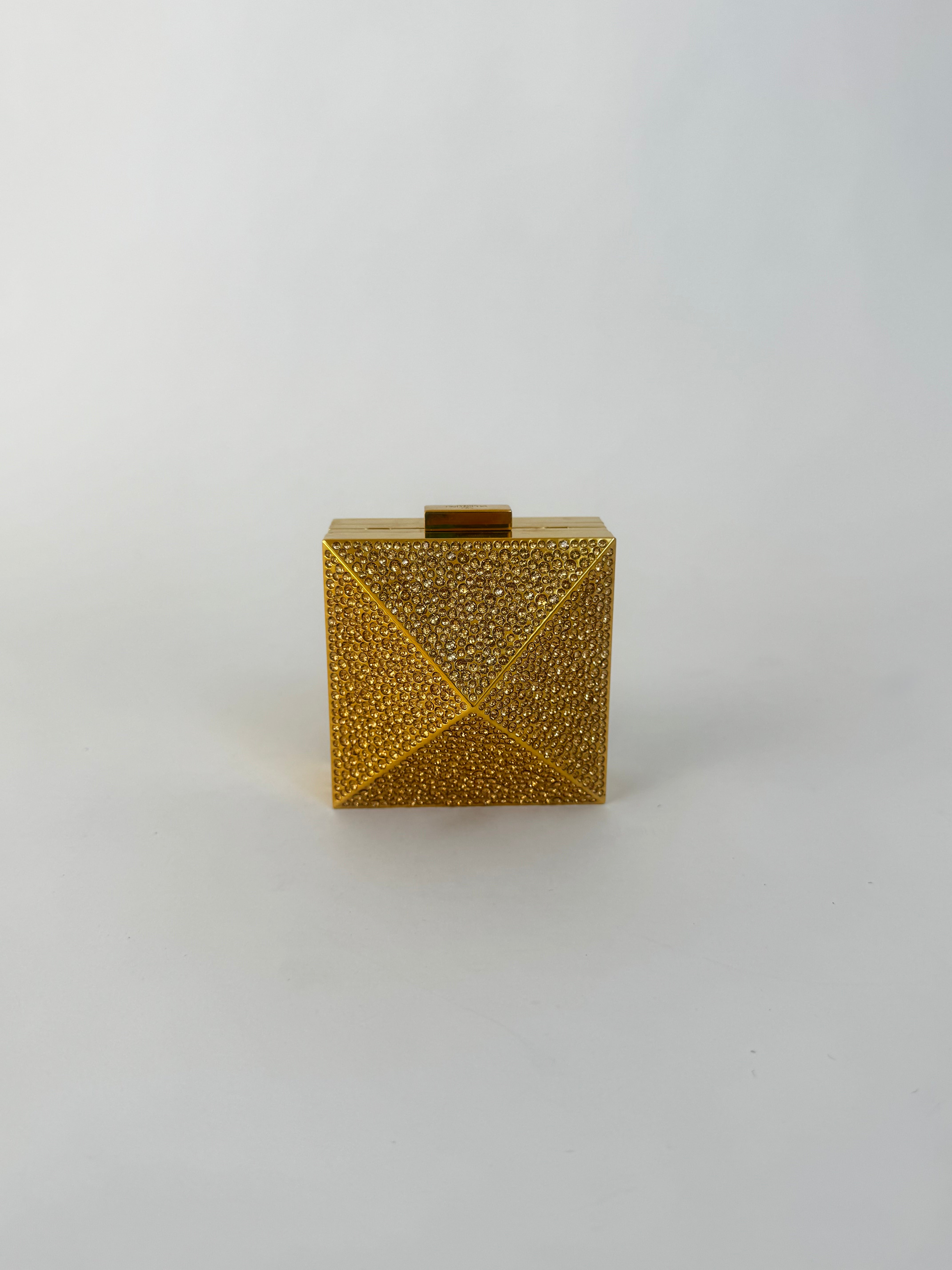 Valentino Gold Minaudière Box Clutch Rare