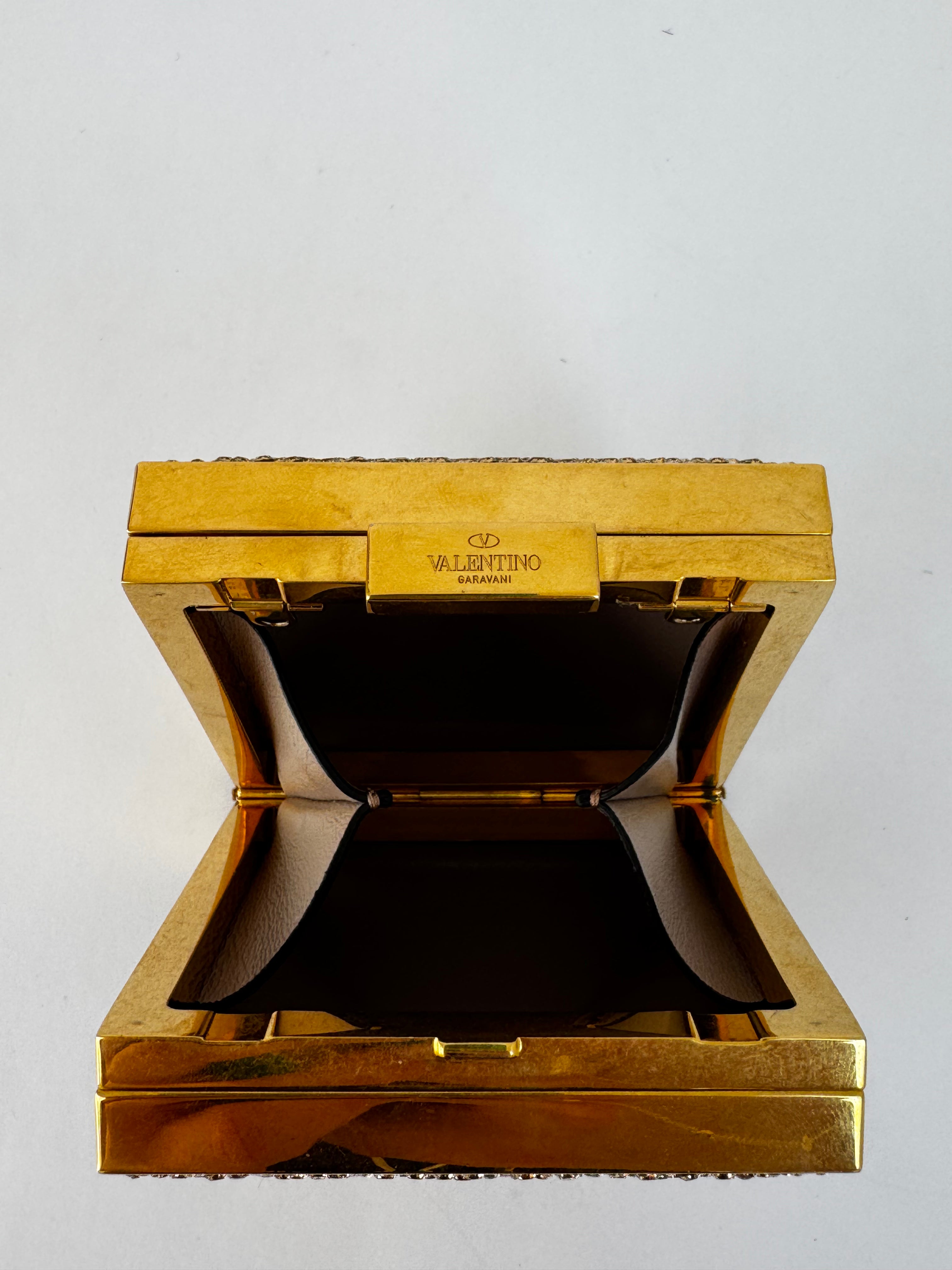 Valentino Gold Minaudière Box Clutch Rare