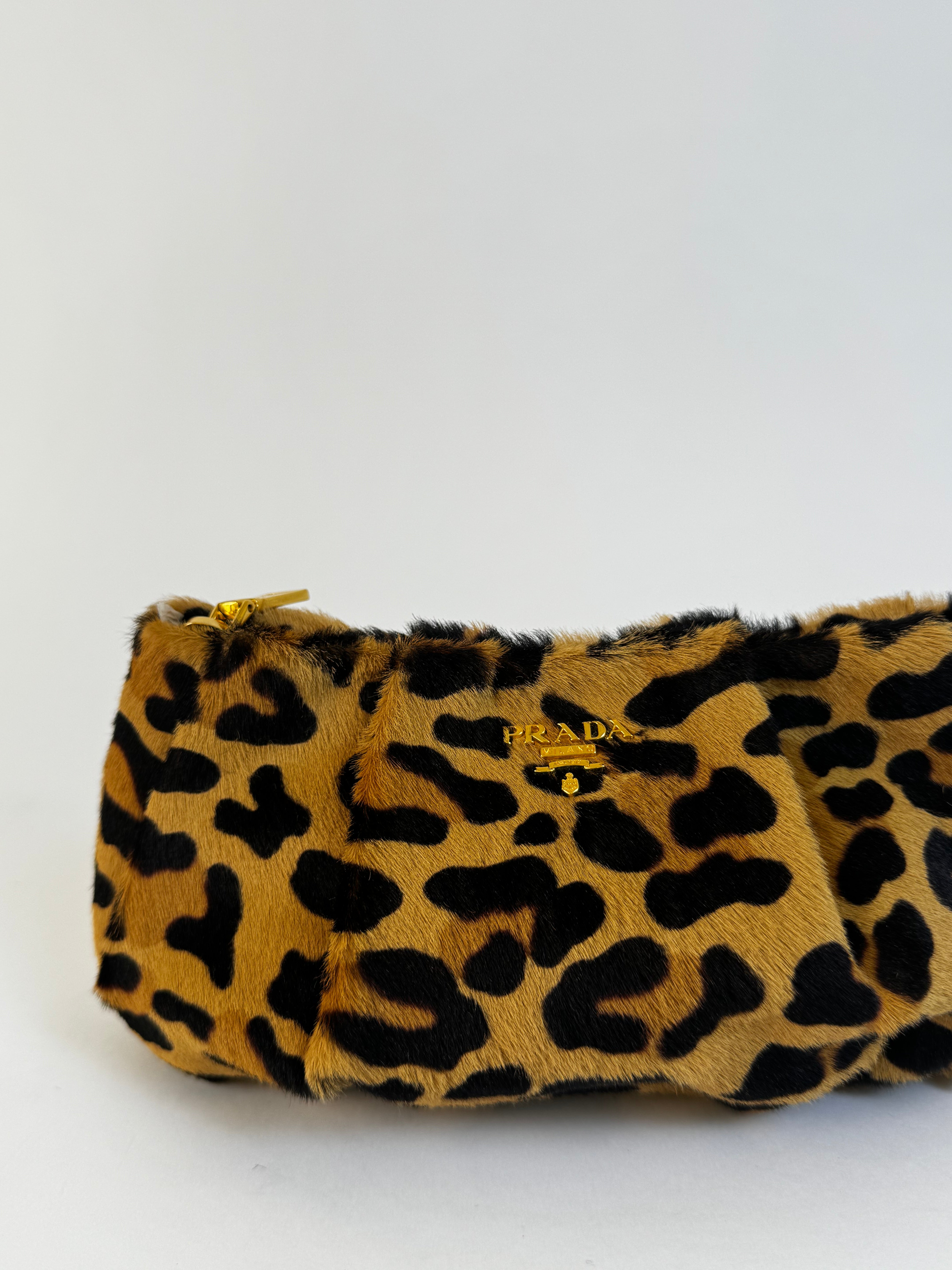 Prada Leopard Print Calf Hair Pochette