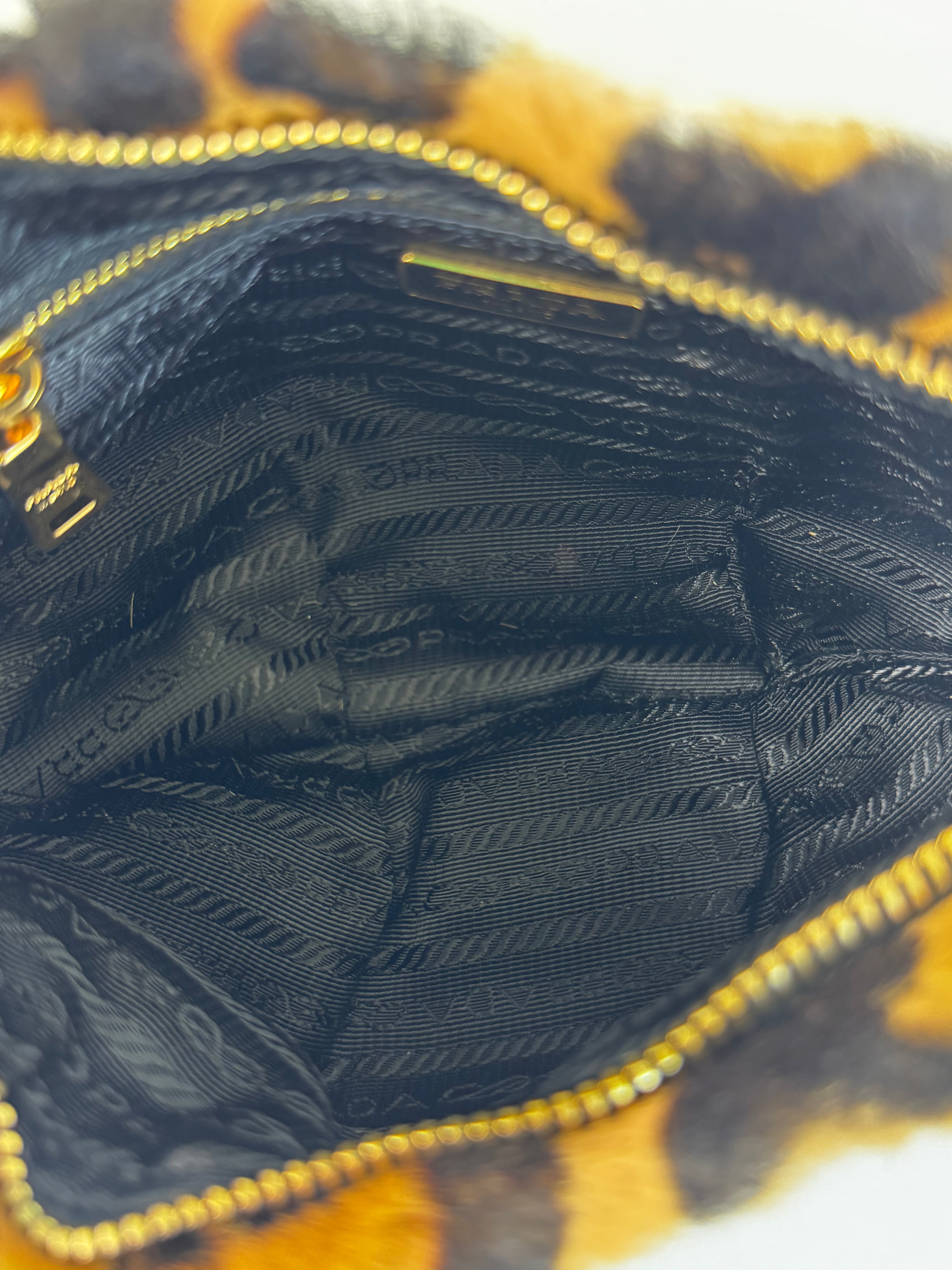 Prada Leopard Print Calf Hair Pochette