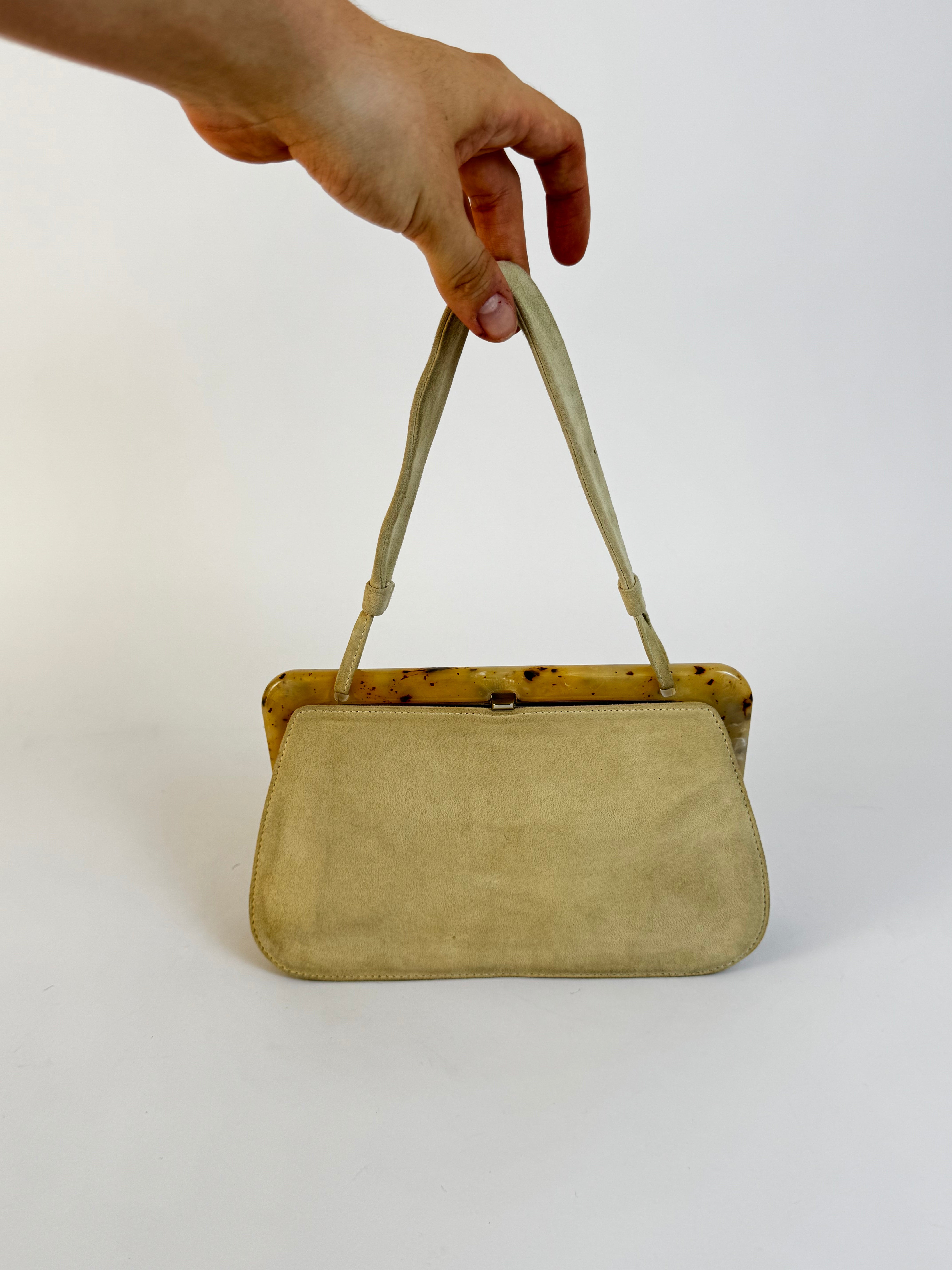 Prada Vintage Suede Top Handle Bag