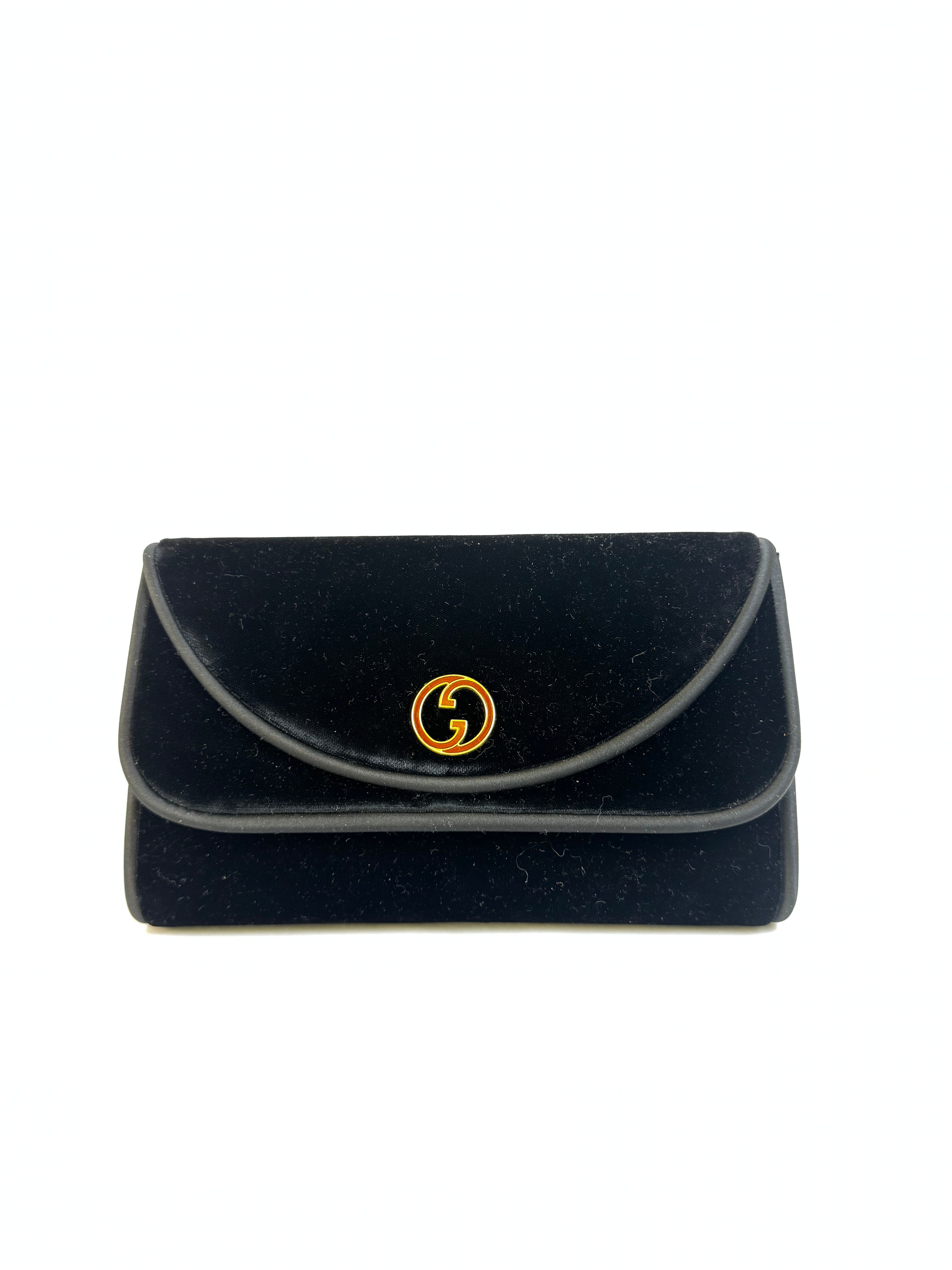 Gucci Black Velvet Envelope Clutch