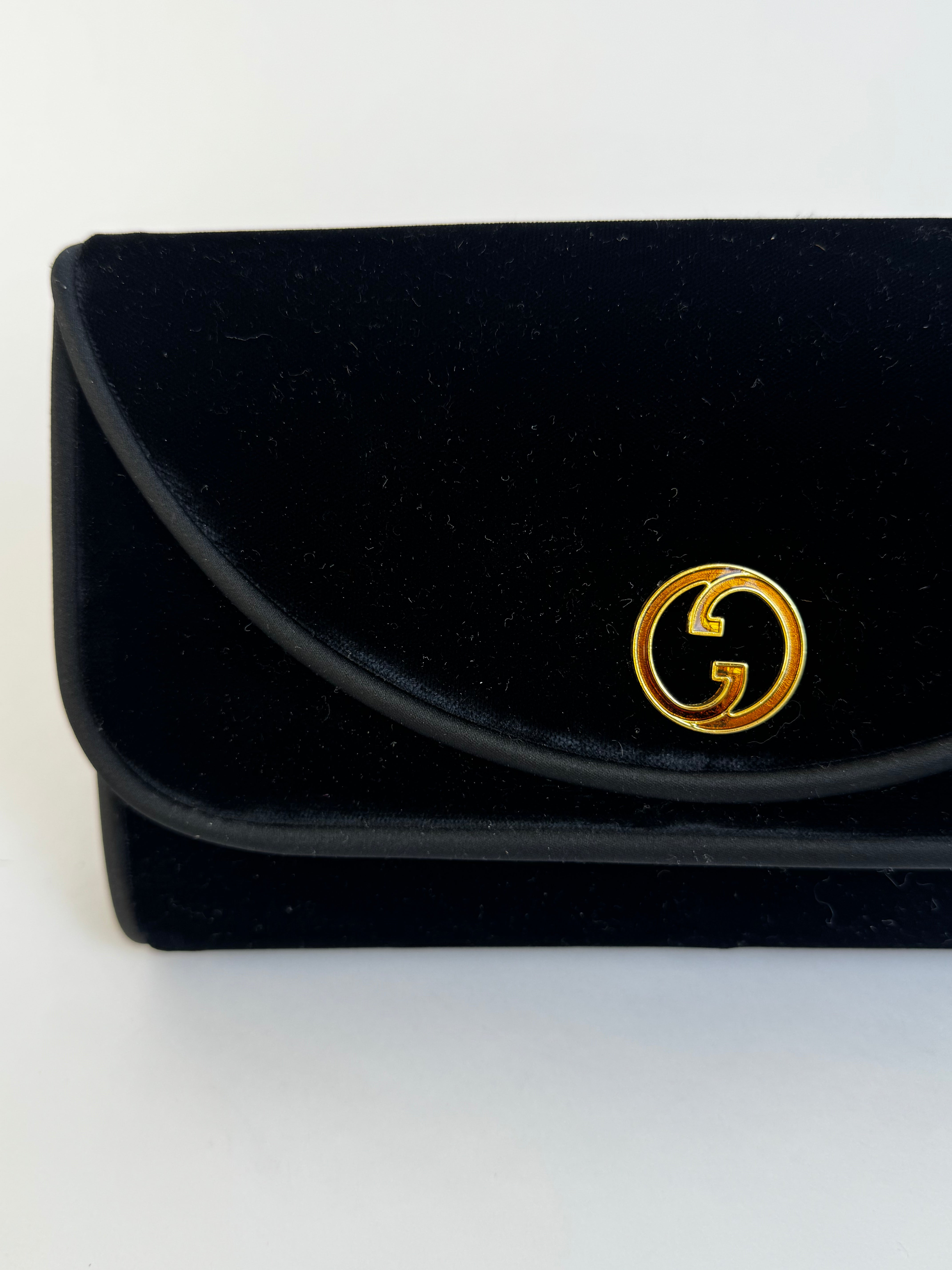 Gucci Black Velvet Envelope Clutch