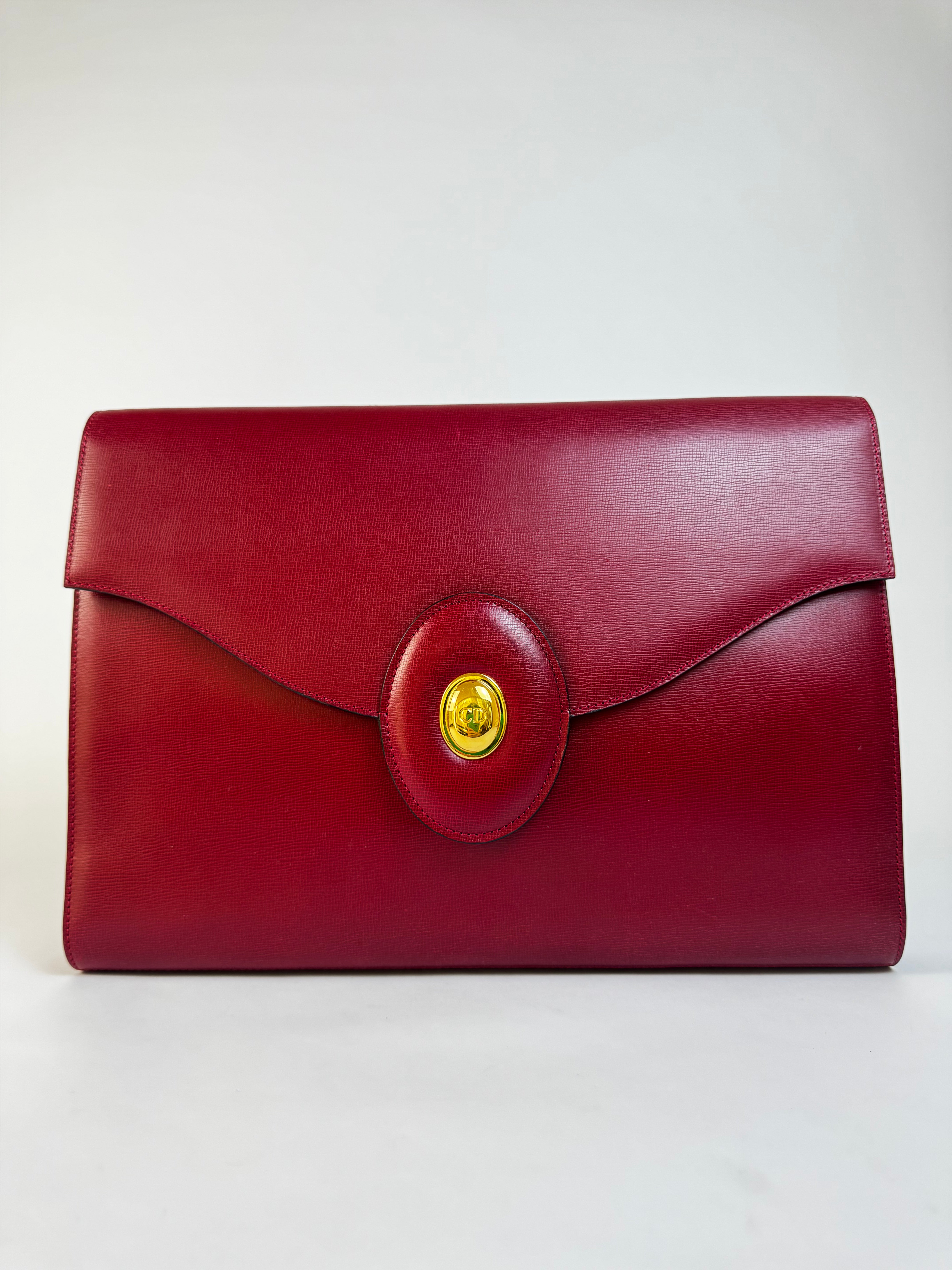Dior Red Leather Envelope Clutch