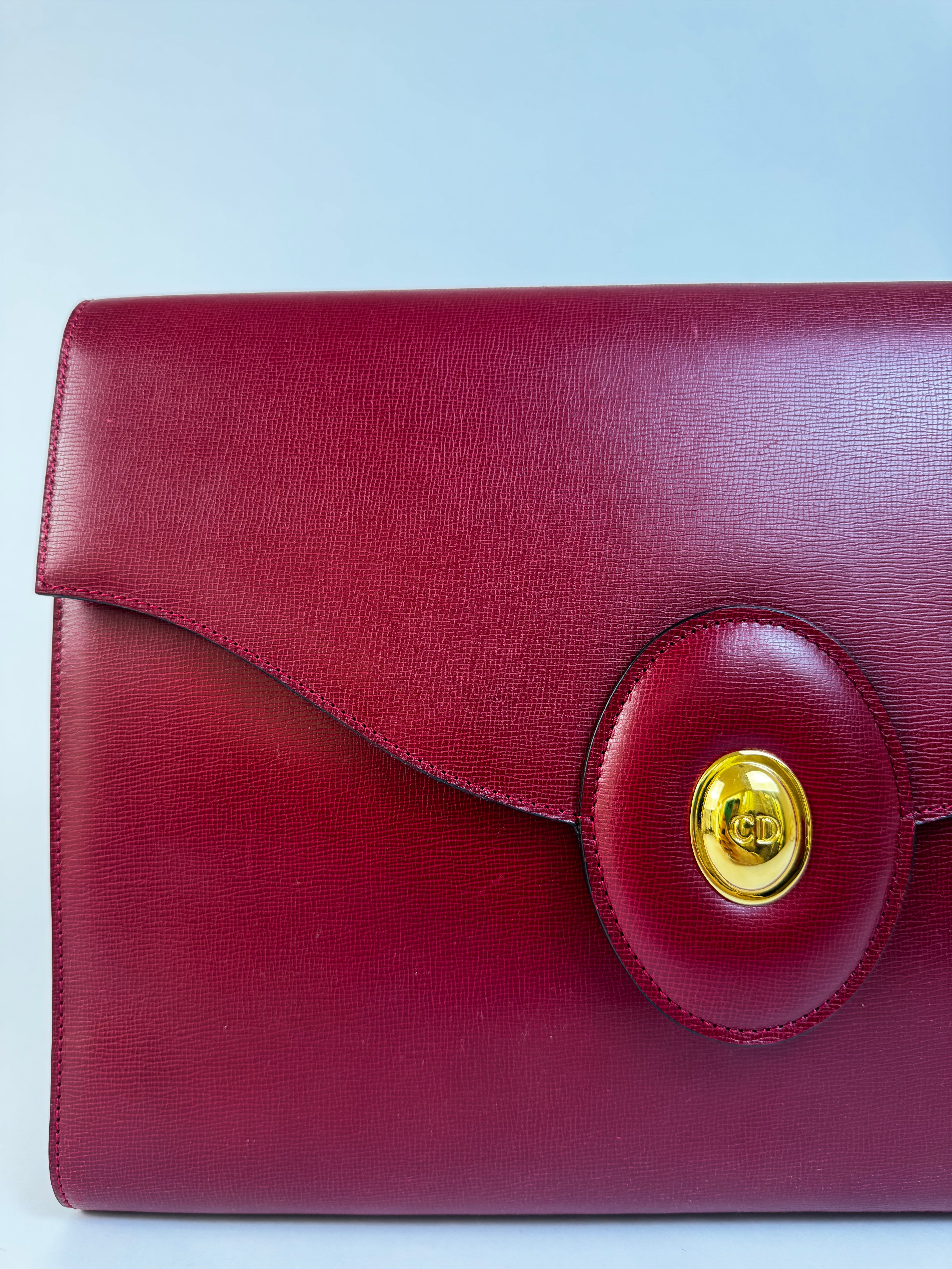 Dior Red Leather Envelope Clutch