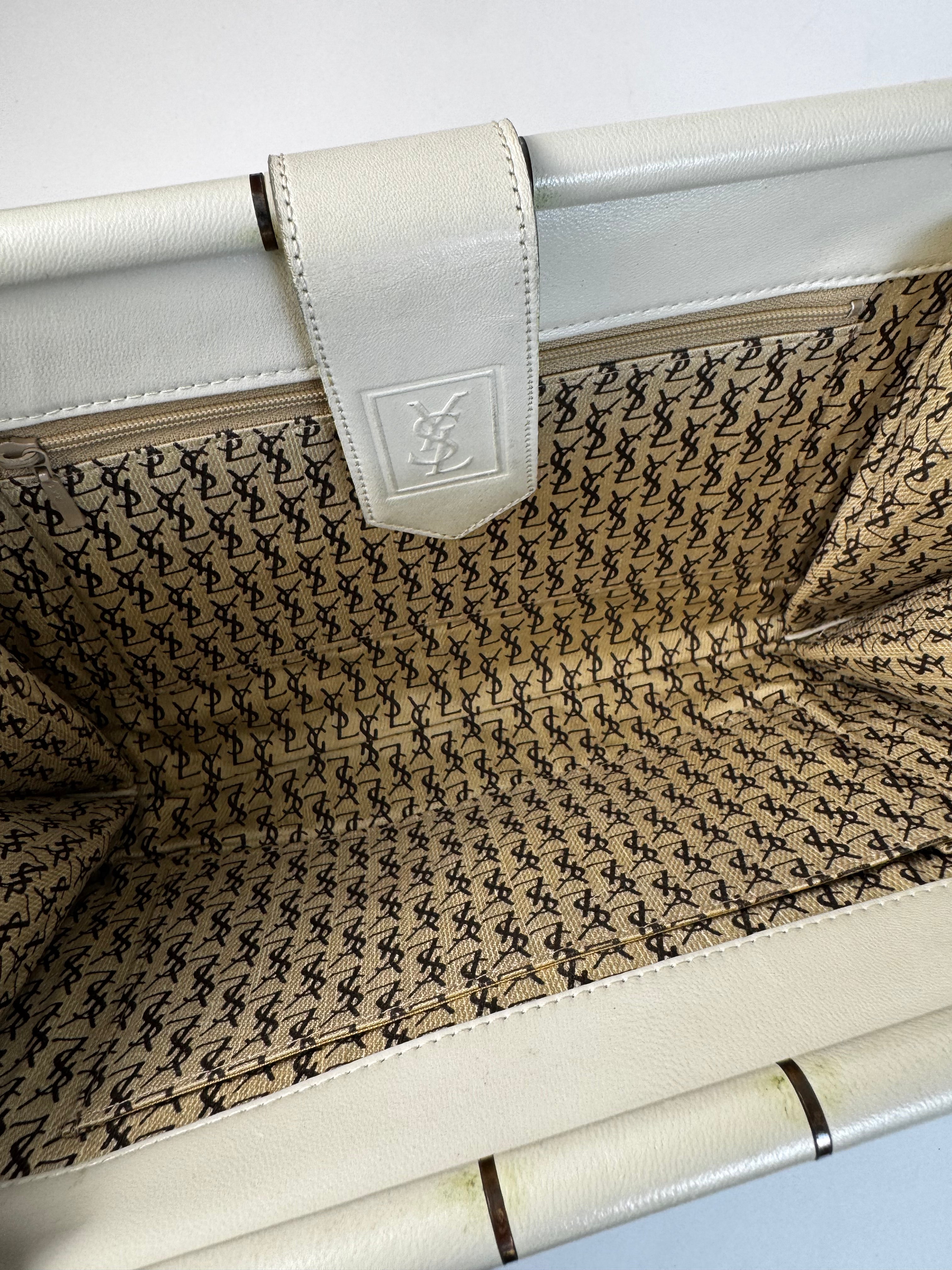 YSL Vintage White Leather Clutch