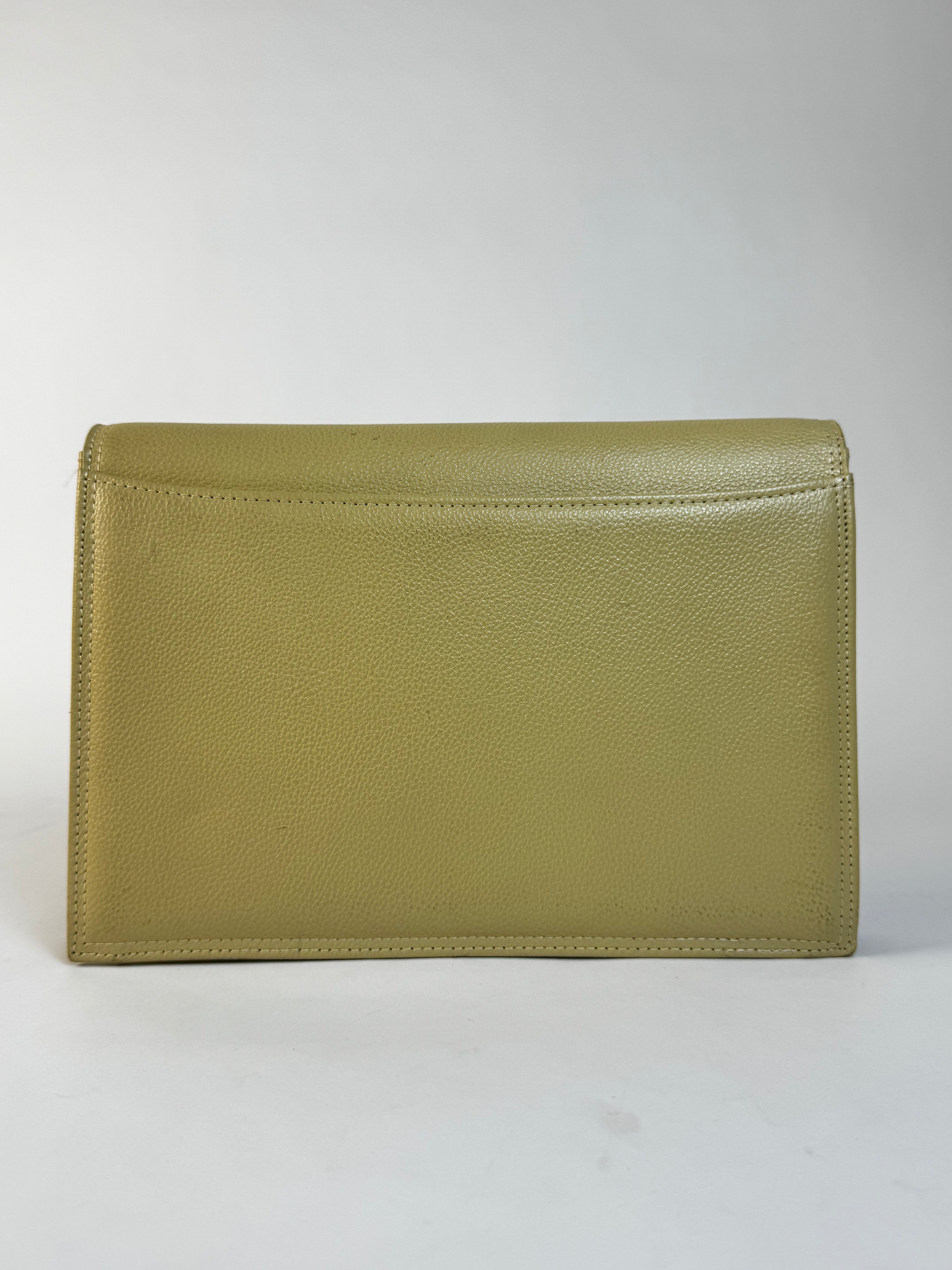 YSL Ivory Leather Envelope Clutch