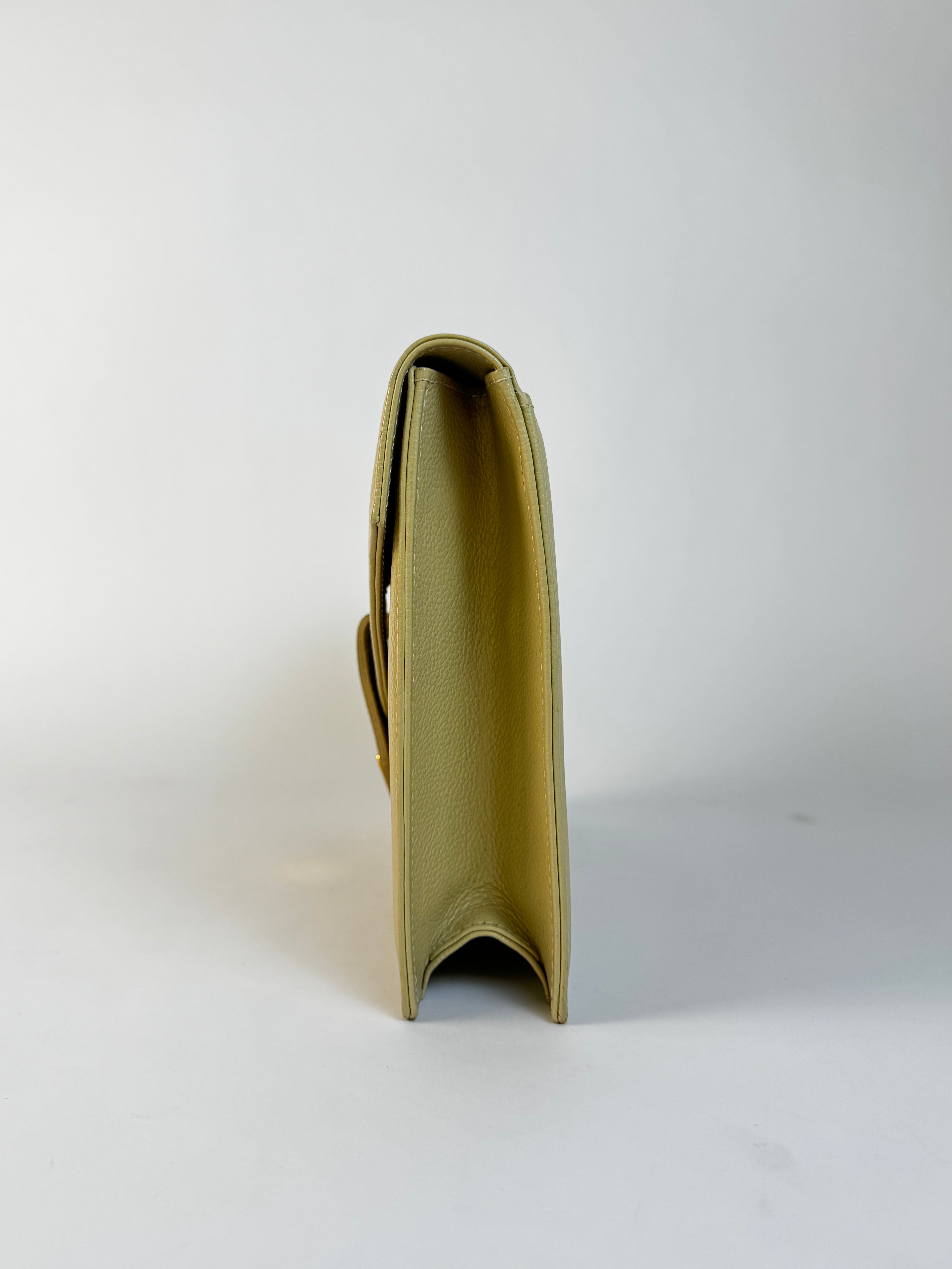 YSL Ivory Leather Envelope Clutch