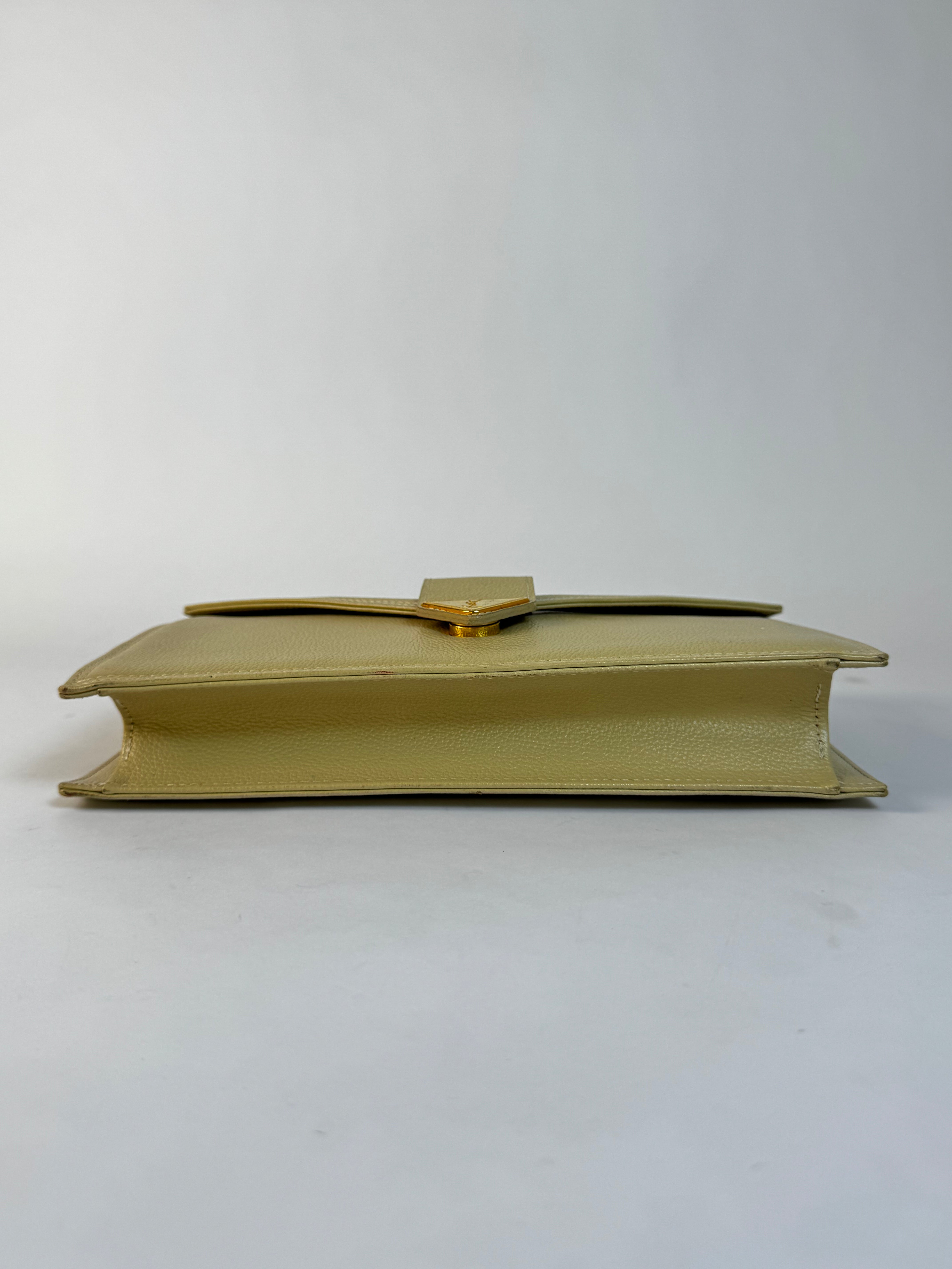 YSL Ivory Leather Envelope Clutch