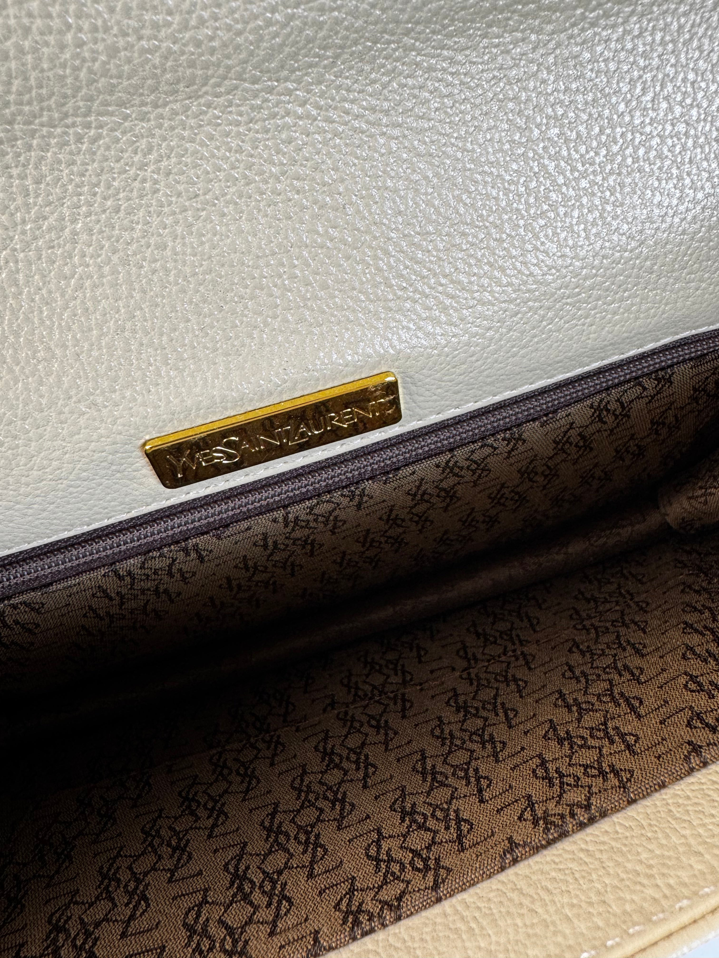 YSL Ivory Leather Envelope Clutch