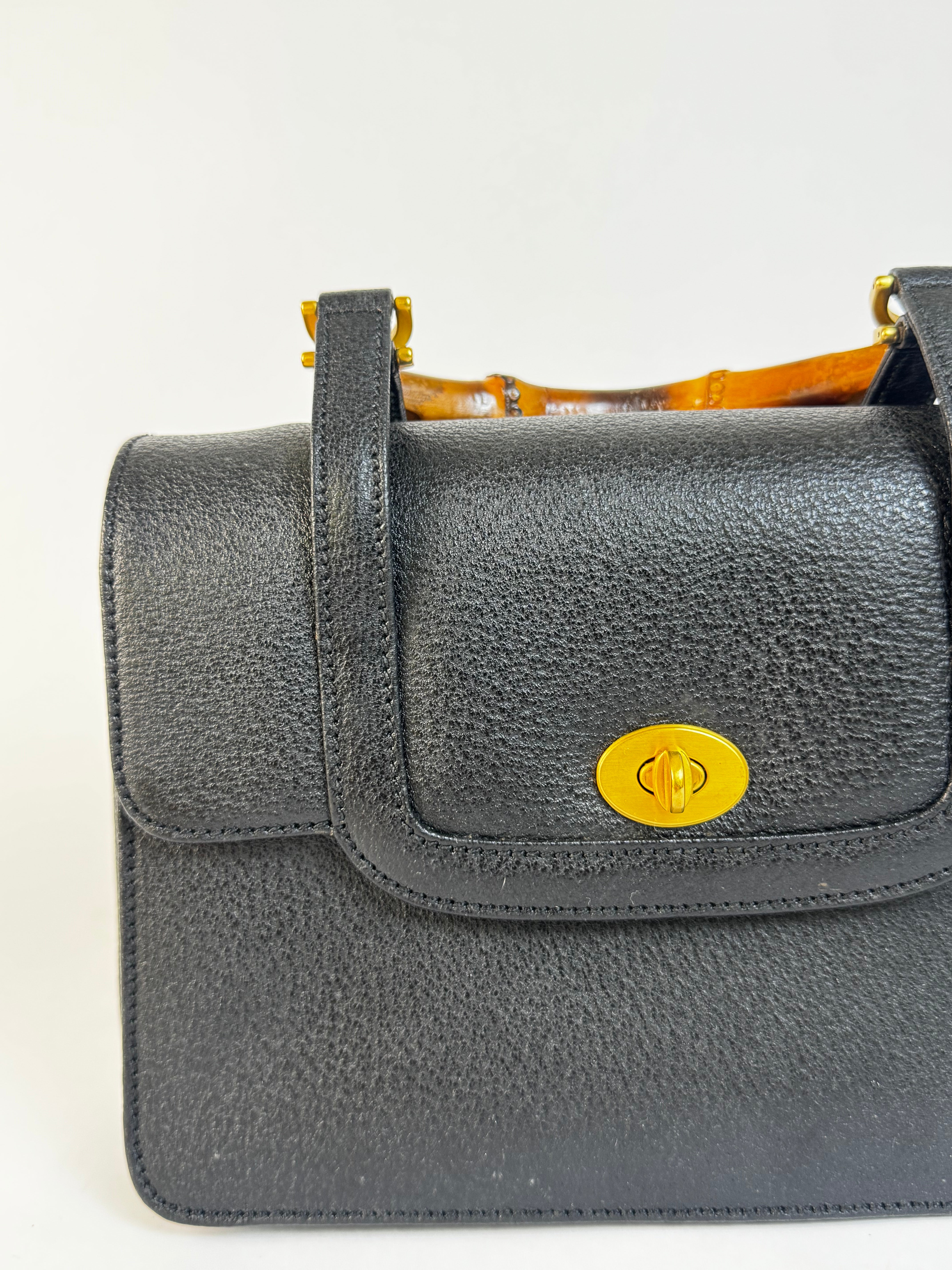 Gucci Black Leather Top Handle Bag