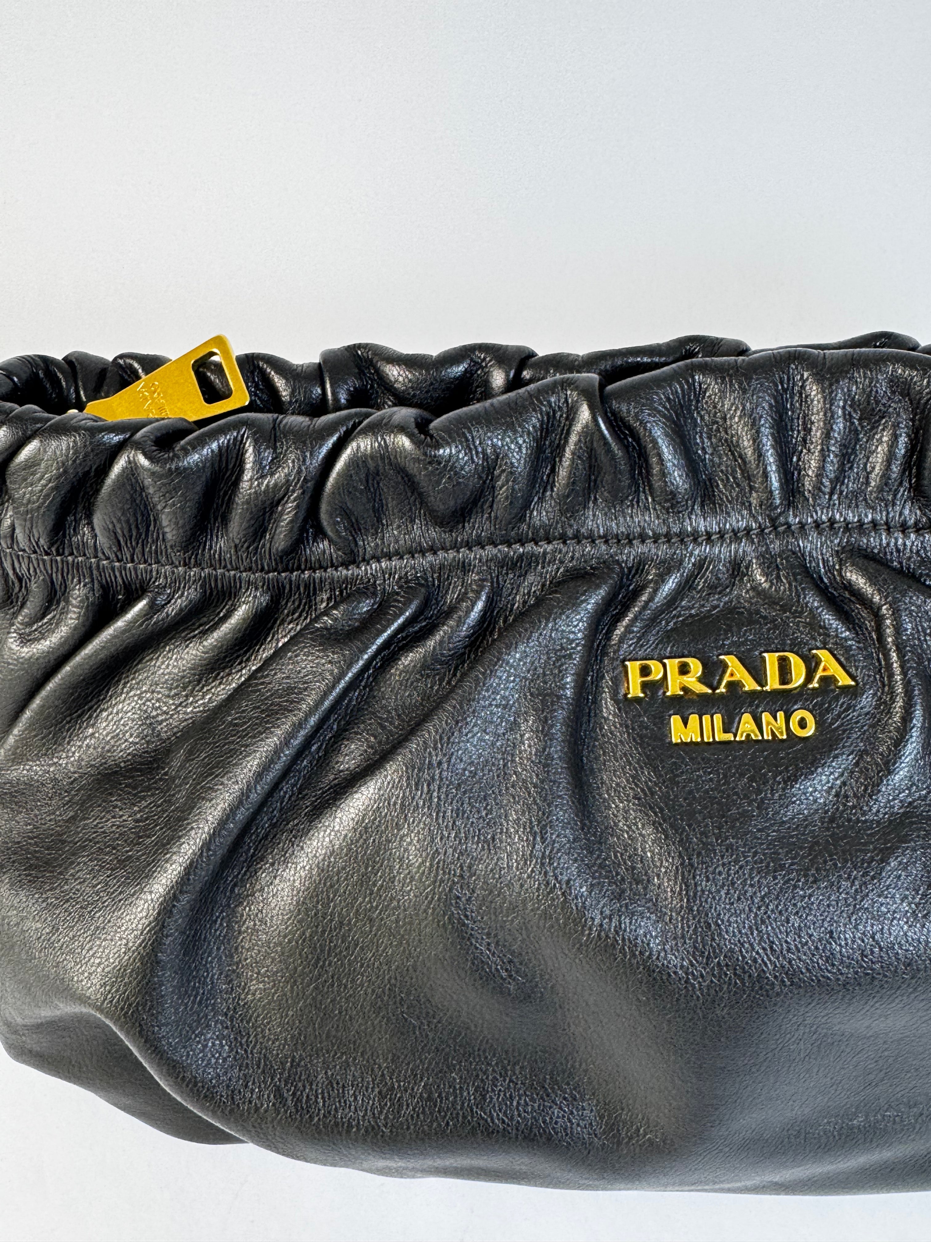 Prada Vintage Black Leather Clutch