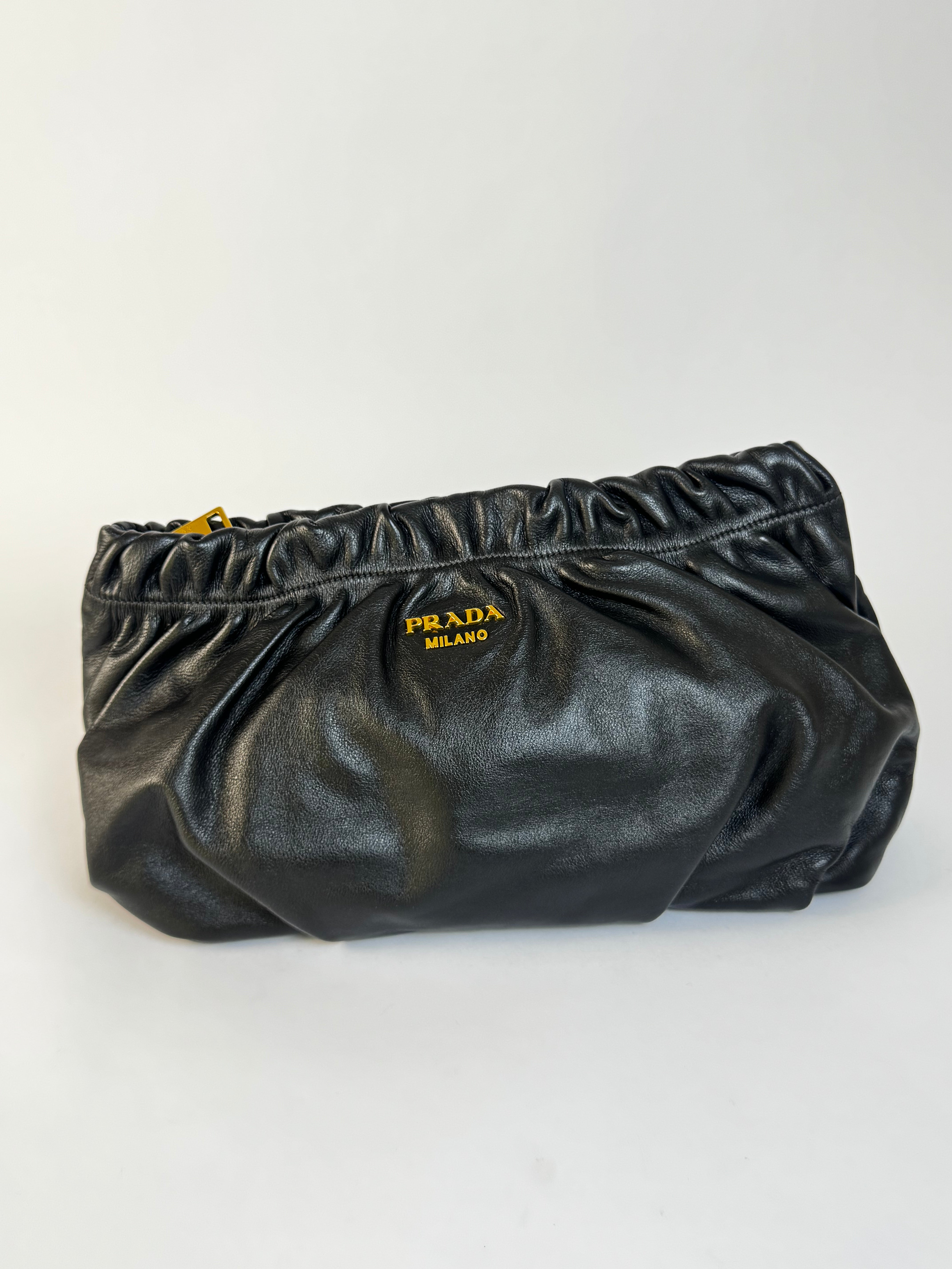 Prada Vintage Black Leather Clutch