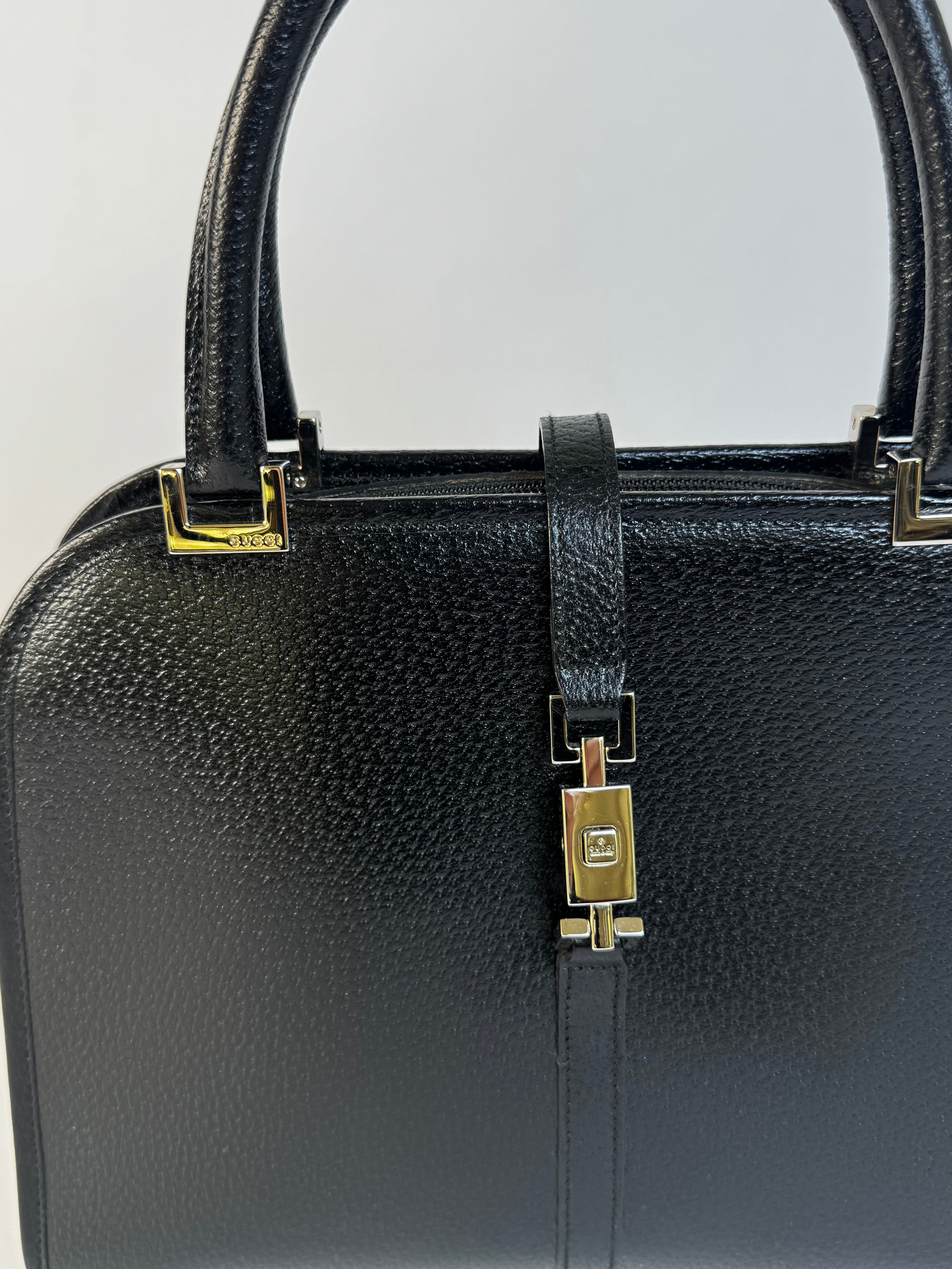 Gucci Black Leather Top Handle Bag