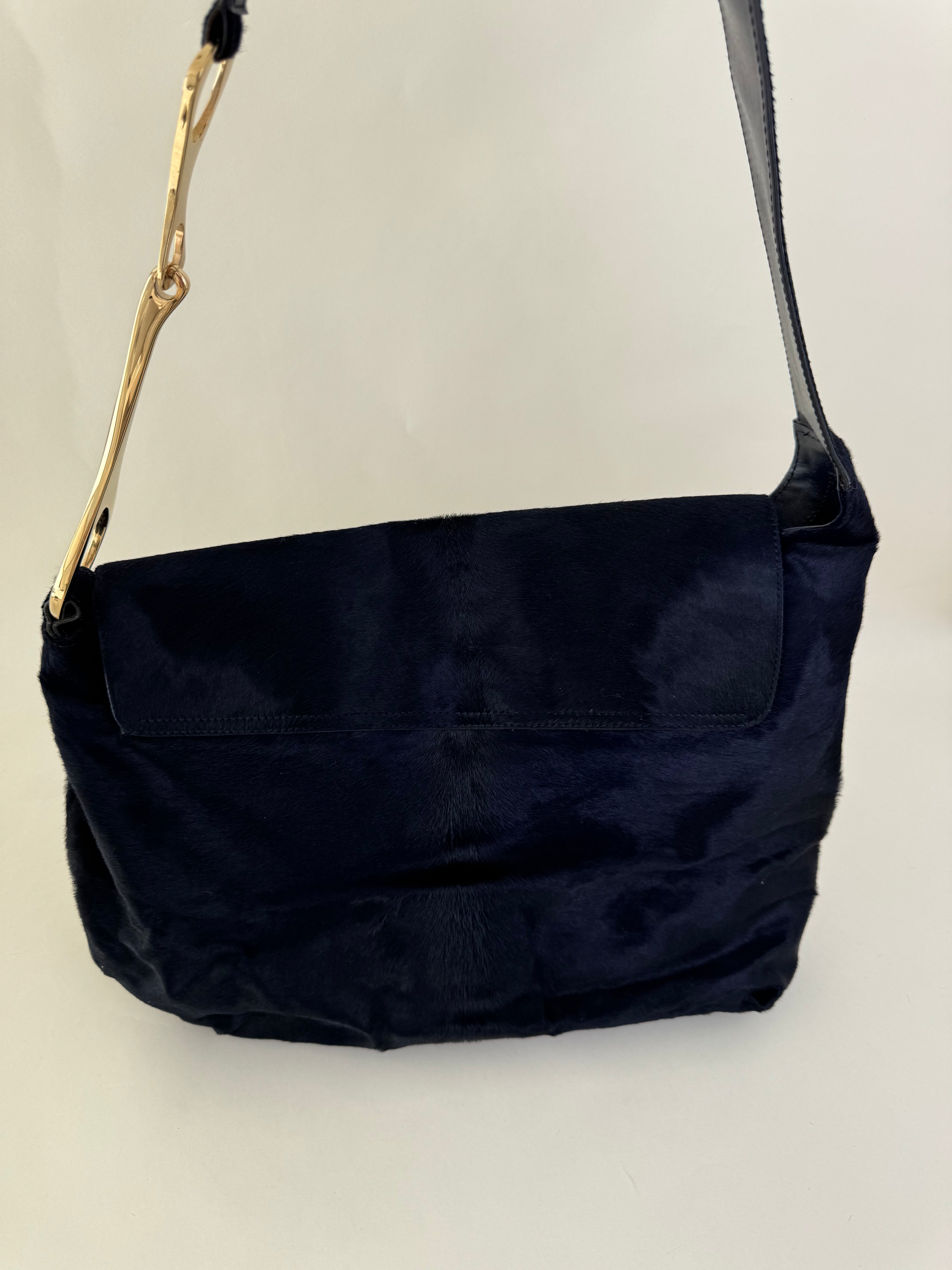 Gucci Tom Ford Jumbo Horsebit Hobo Bag Navy Rare