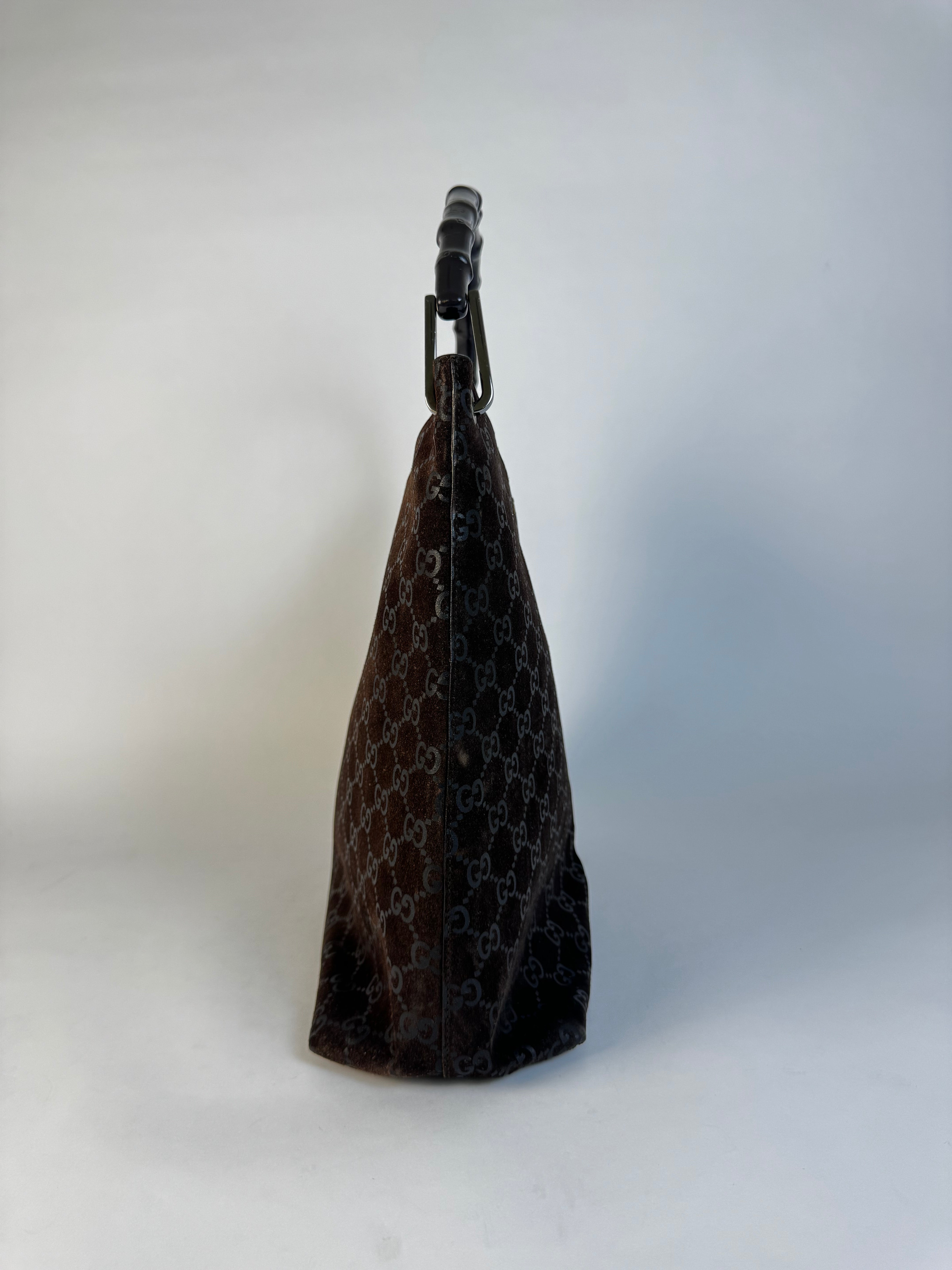 Gucci Brown GG Canvas Bamboo Handle Shoulder Bag