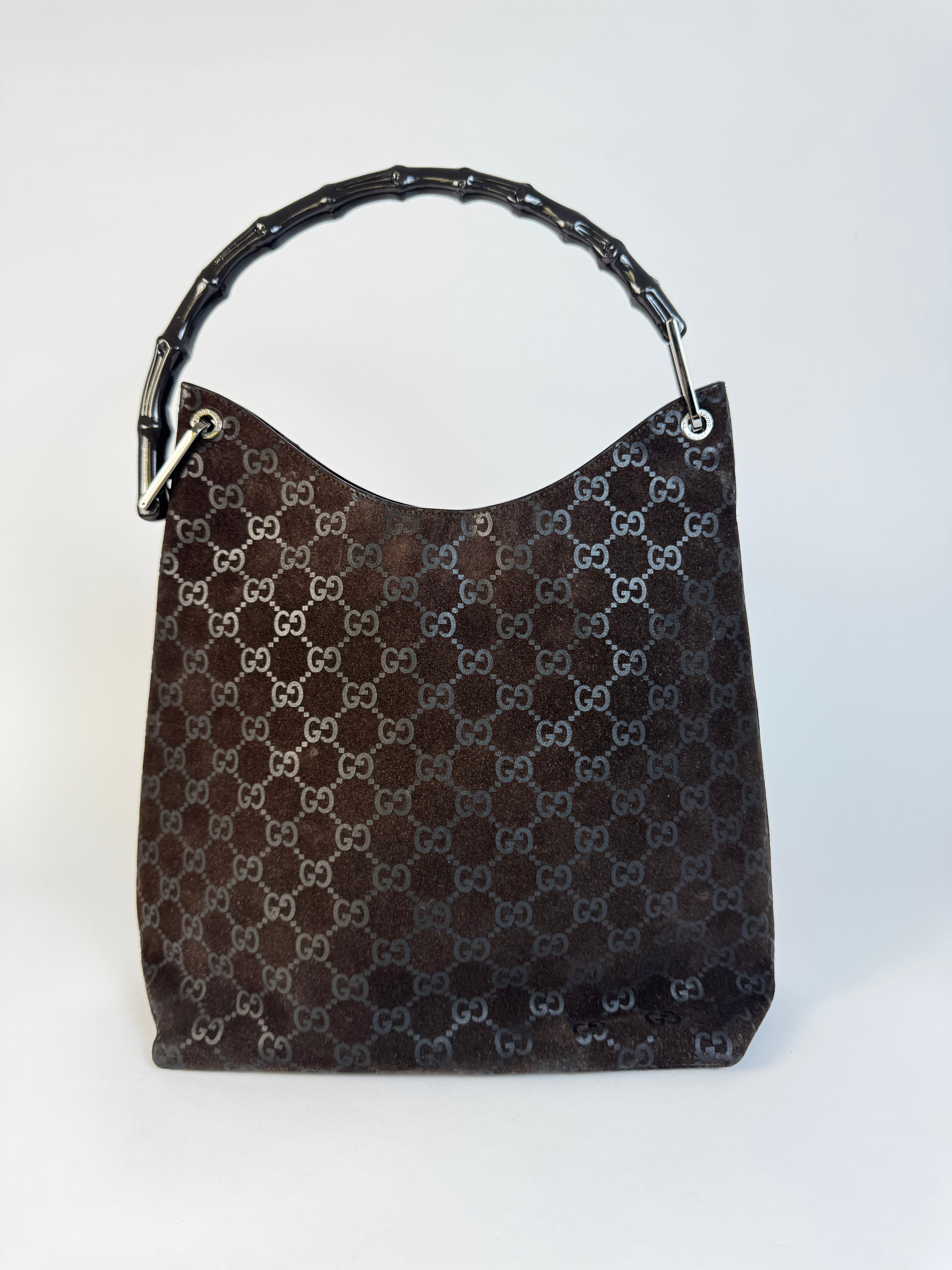 Gucci Brown GG Canvas Bamboo Handle Shoulder Bag