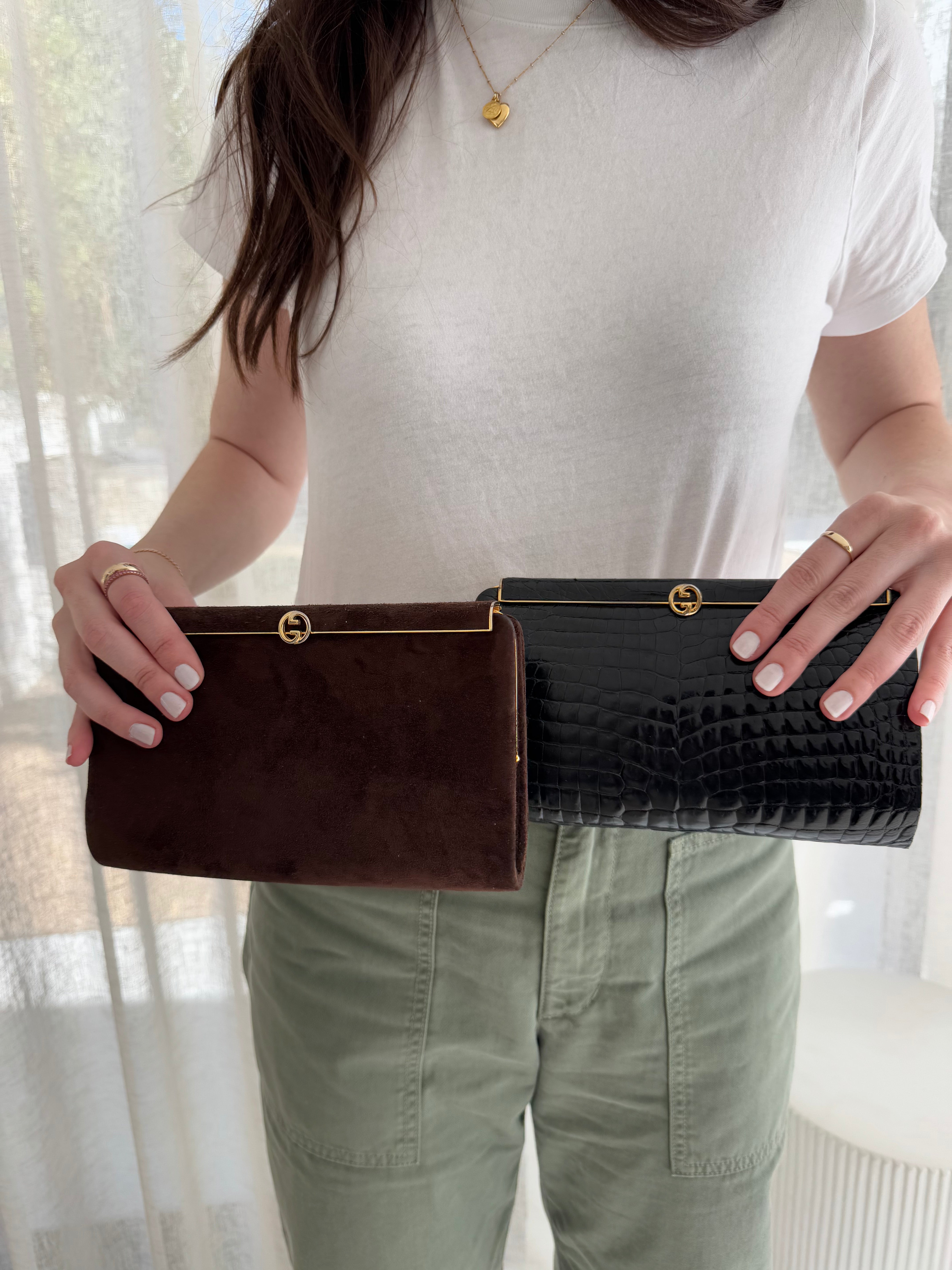 Gucci Brown Suede Clutch