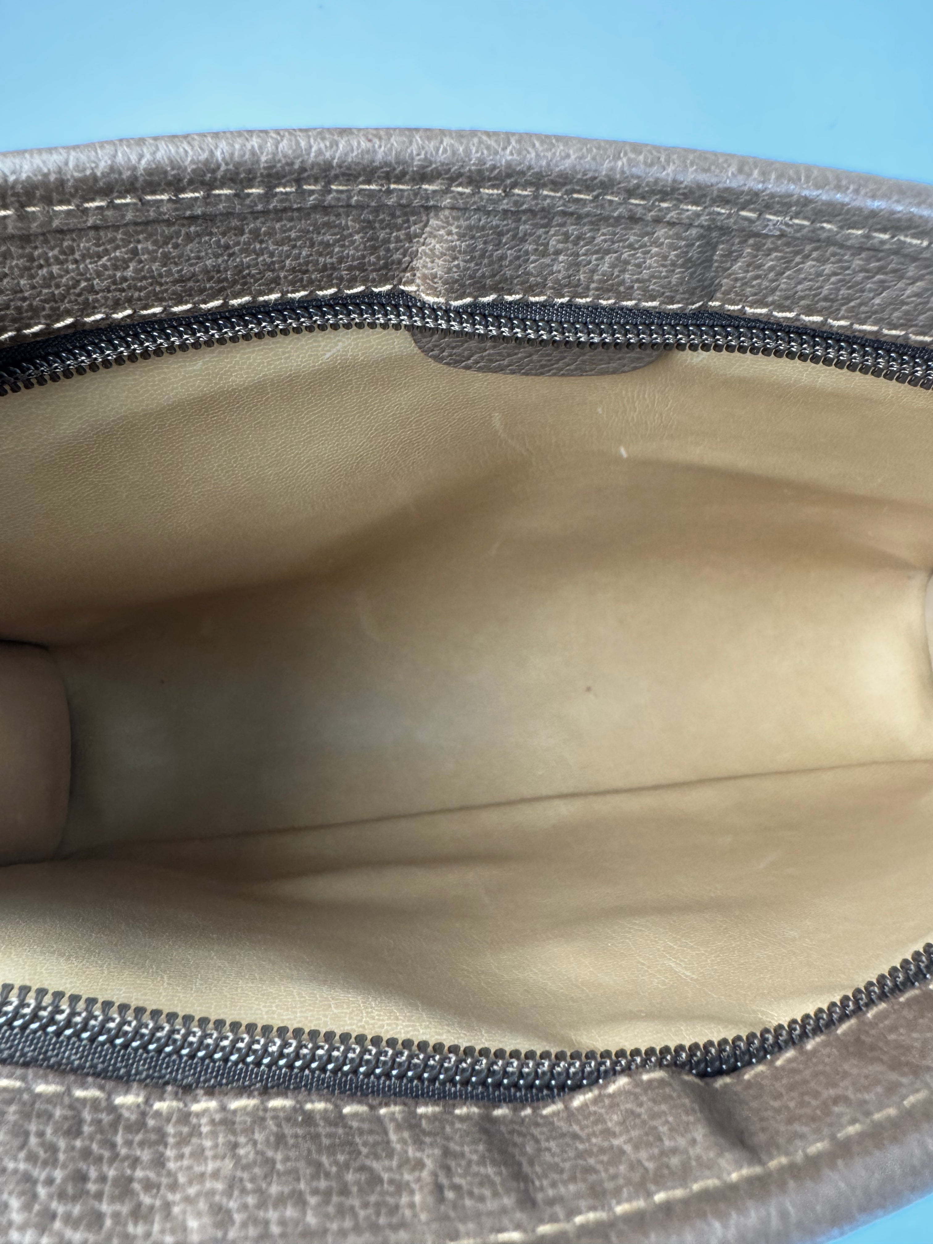 Gucci Brown GG Monogram Zip Portfolio Clutch