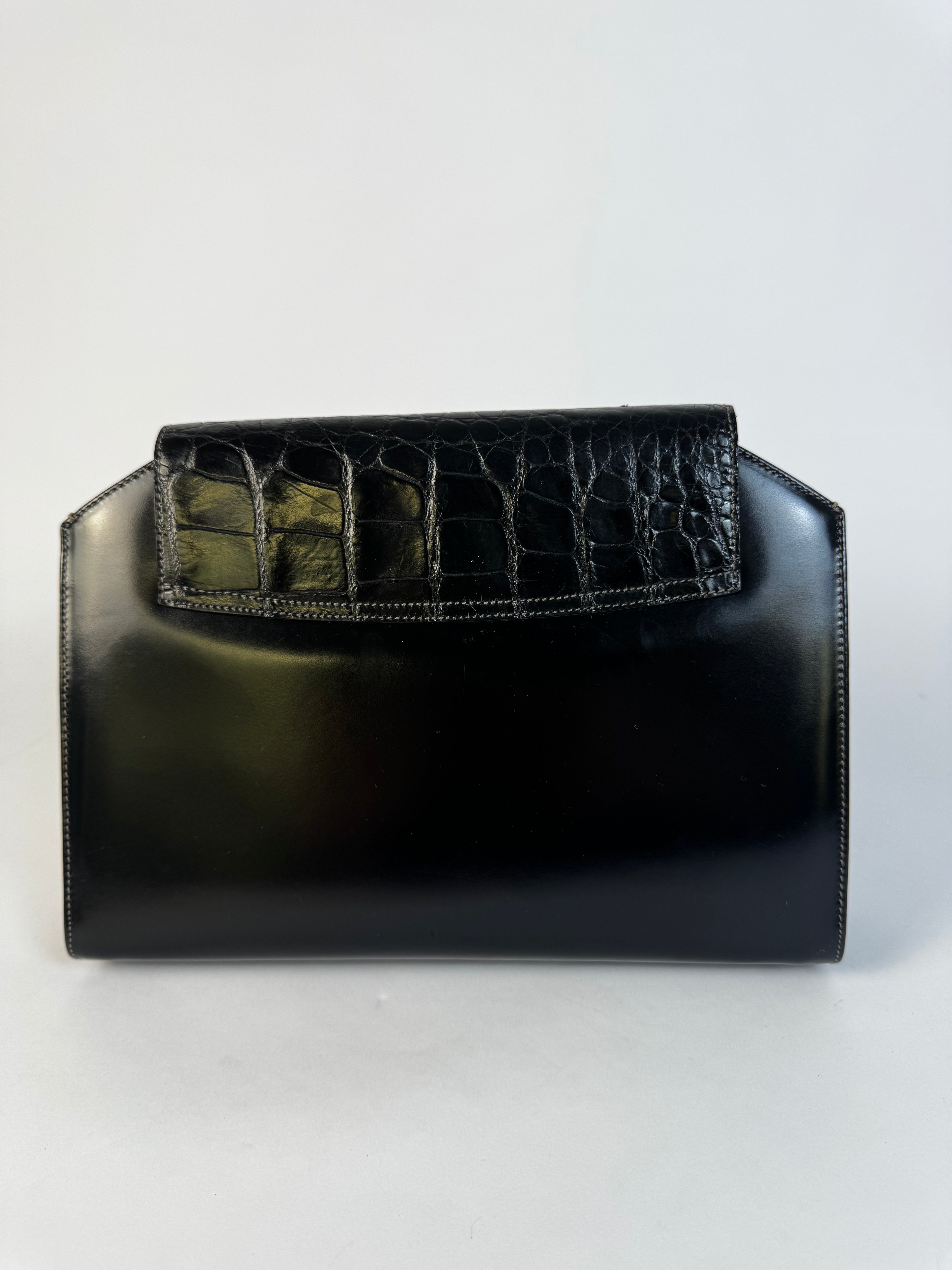 Gucci Vintage Black Croc Leather Clutch