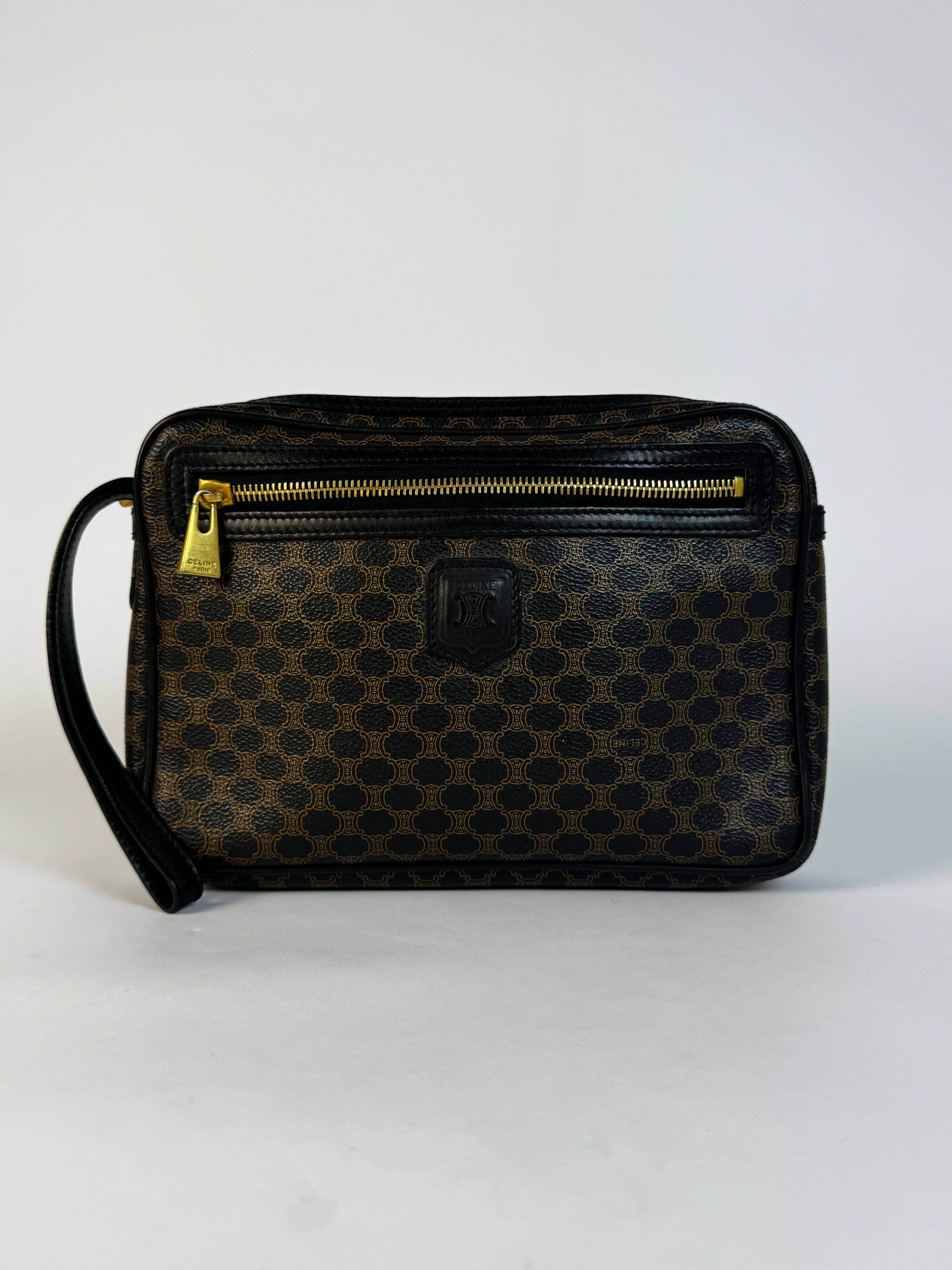 Celine Vintage Black Macadam Clutch