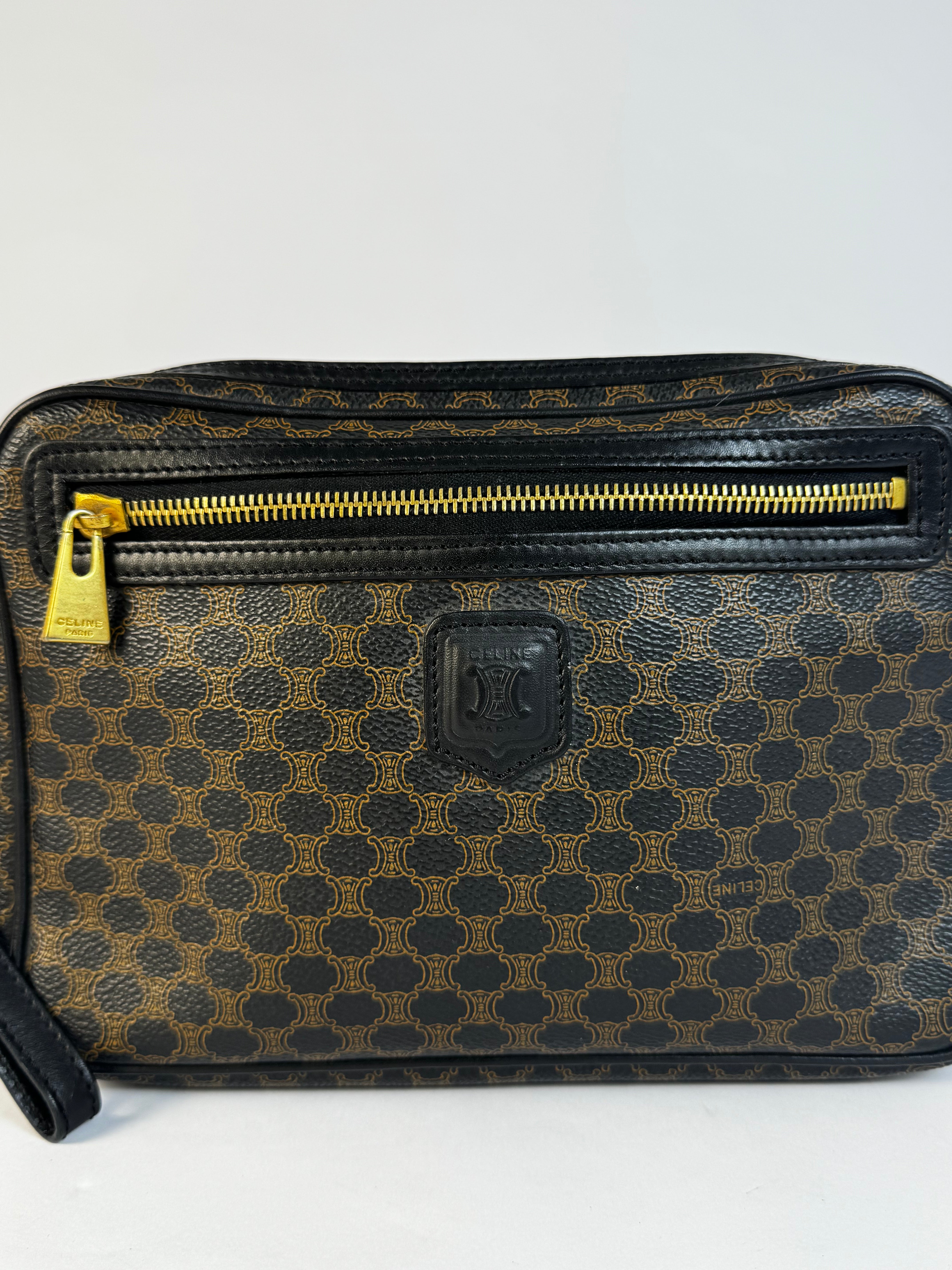 Celine Vintage Black Macadam Clutch