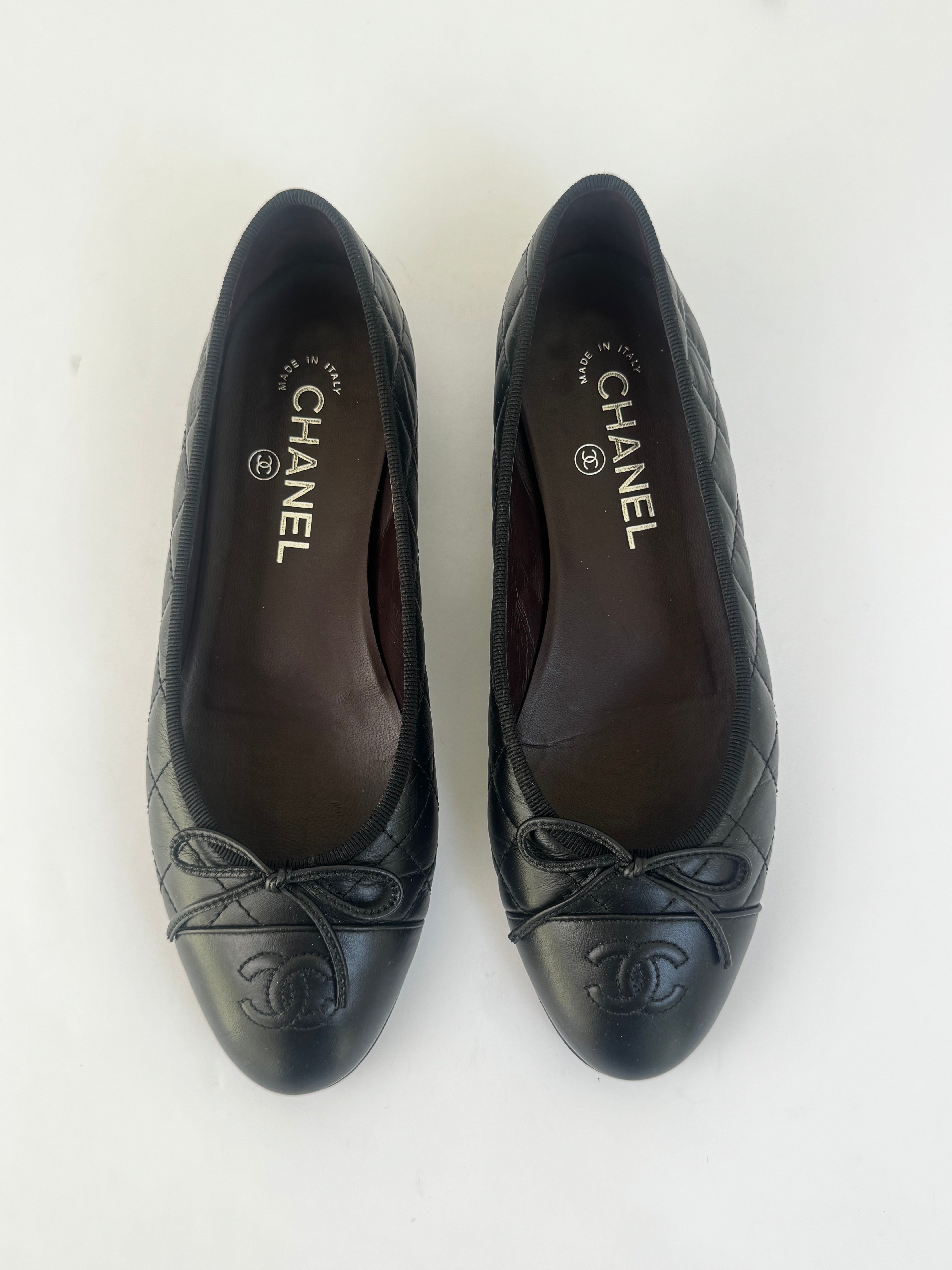 Chanel Black Quilted Ballet Flats - 37.5