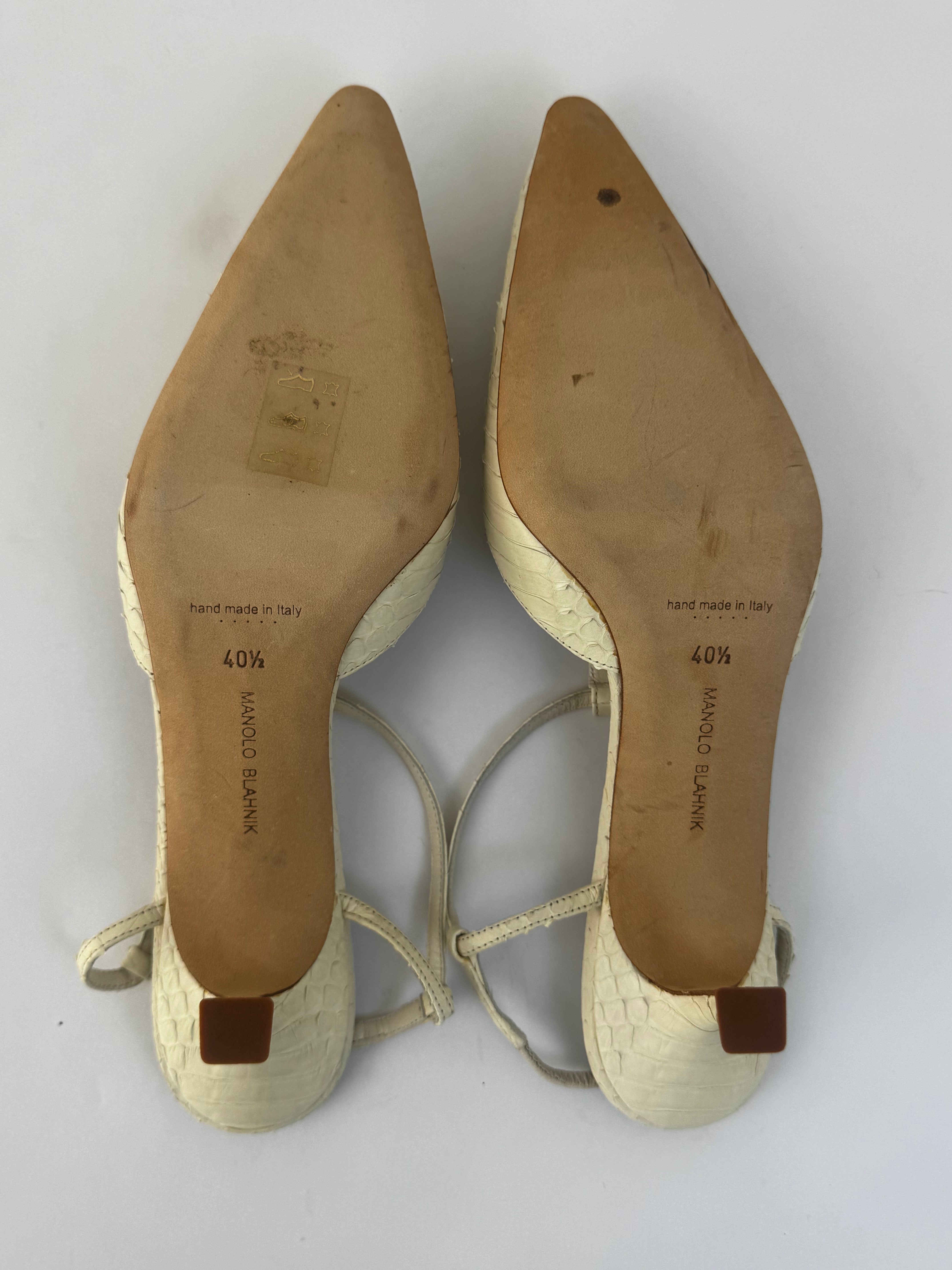 Manolo Blahnik Snakeskin Slingback Pumps - 40.5